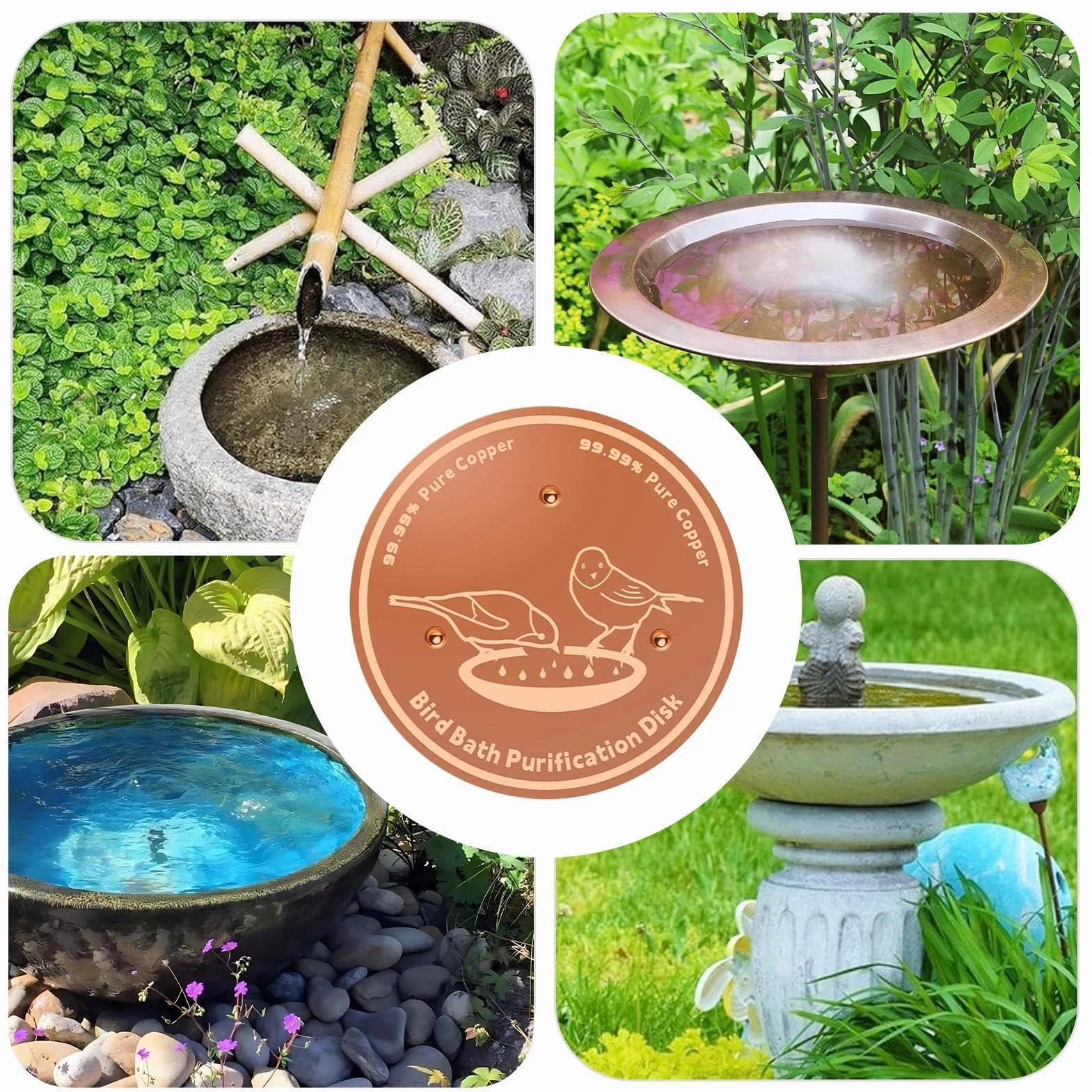 Disco de cobre para bañera adaptación universal soporte puntos purificante patio terraza césped fuentes