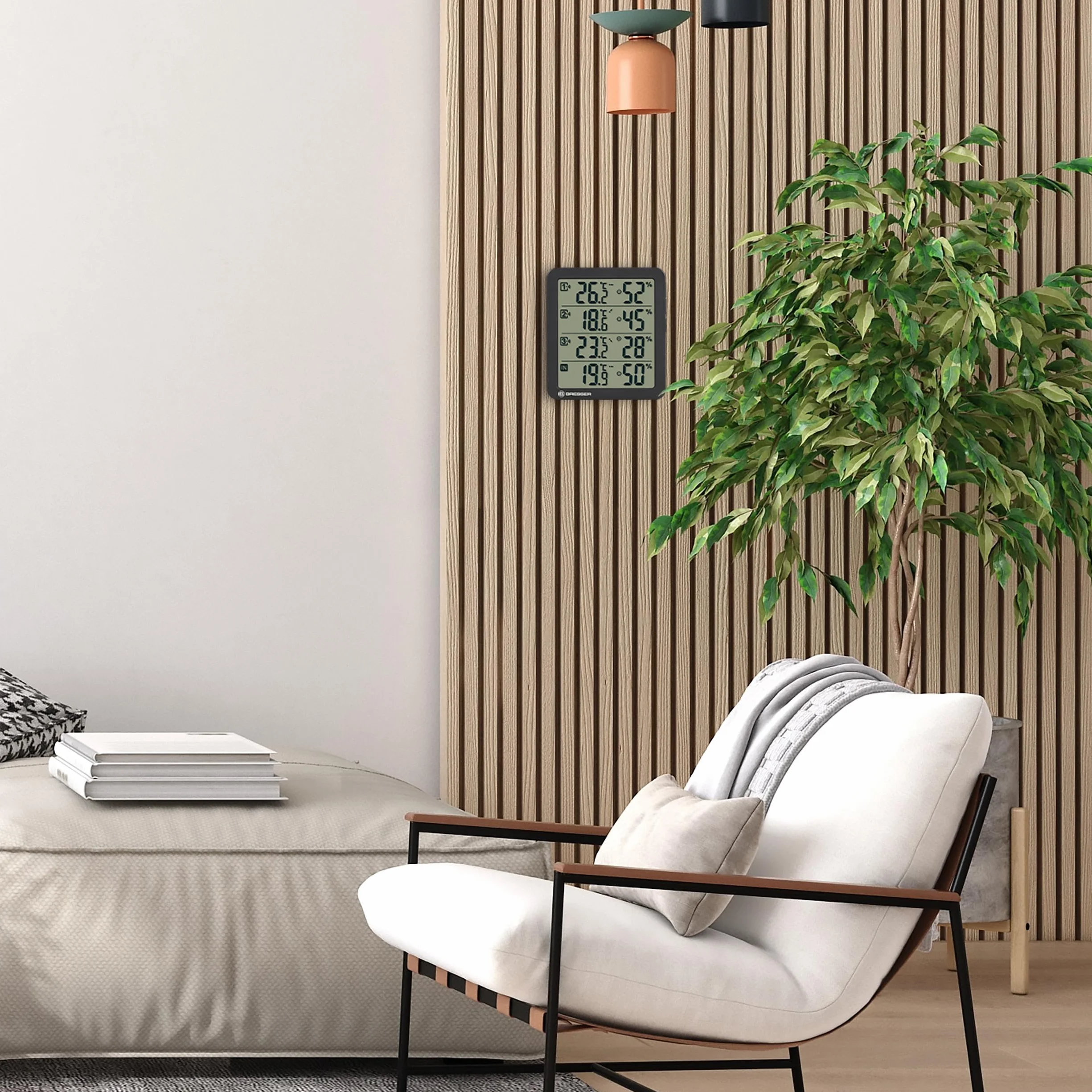 Bresser Termohigrómetro Quadro NV 4 puntos de medición sensor integrado 3 sensores inalámbricos IP44