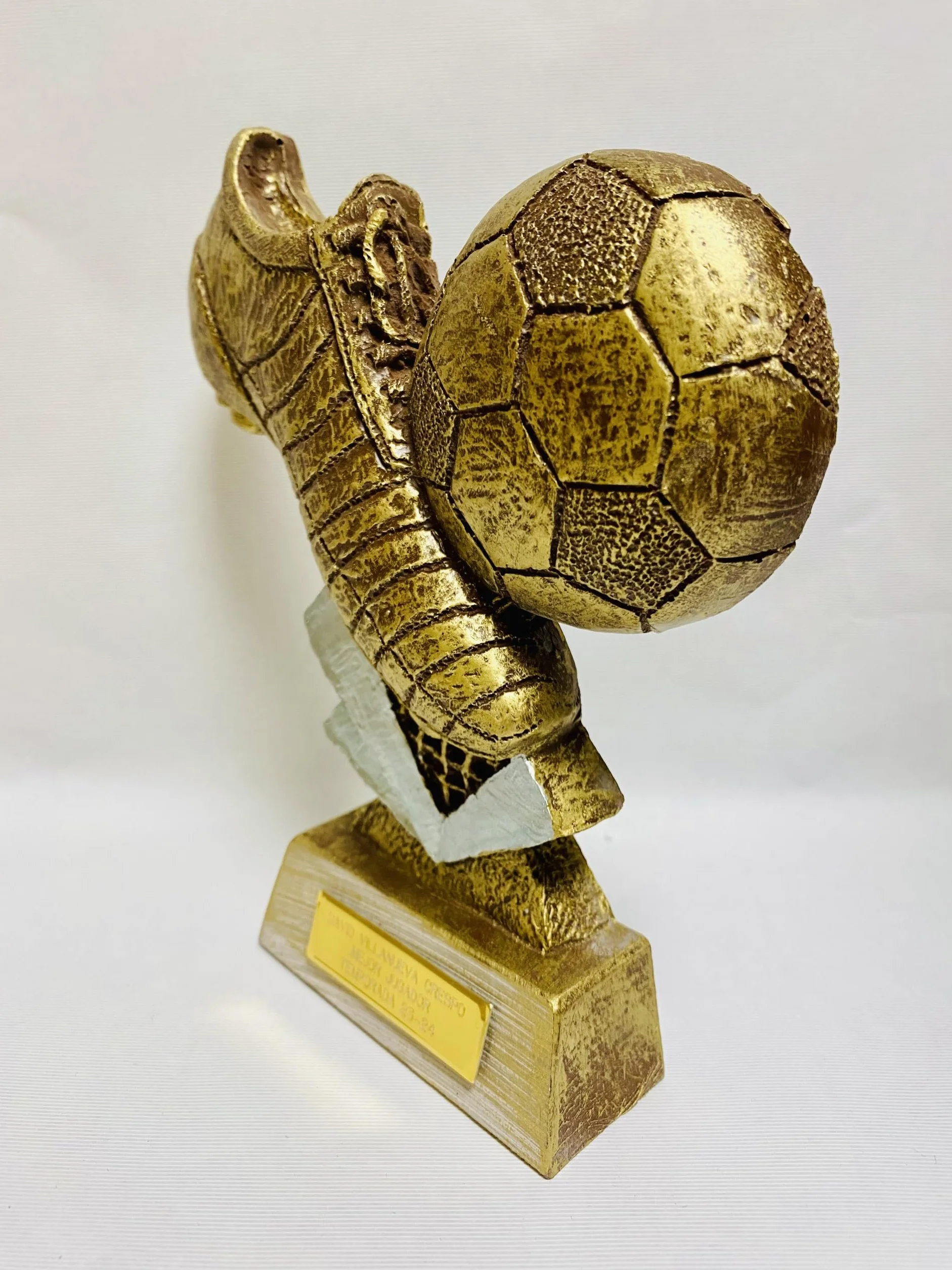 Trofeo Fútbol Personalizado 16cm Oro Mejor Jugador Bota Balón