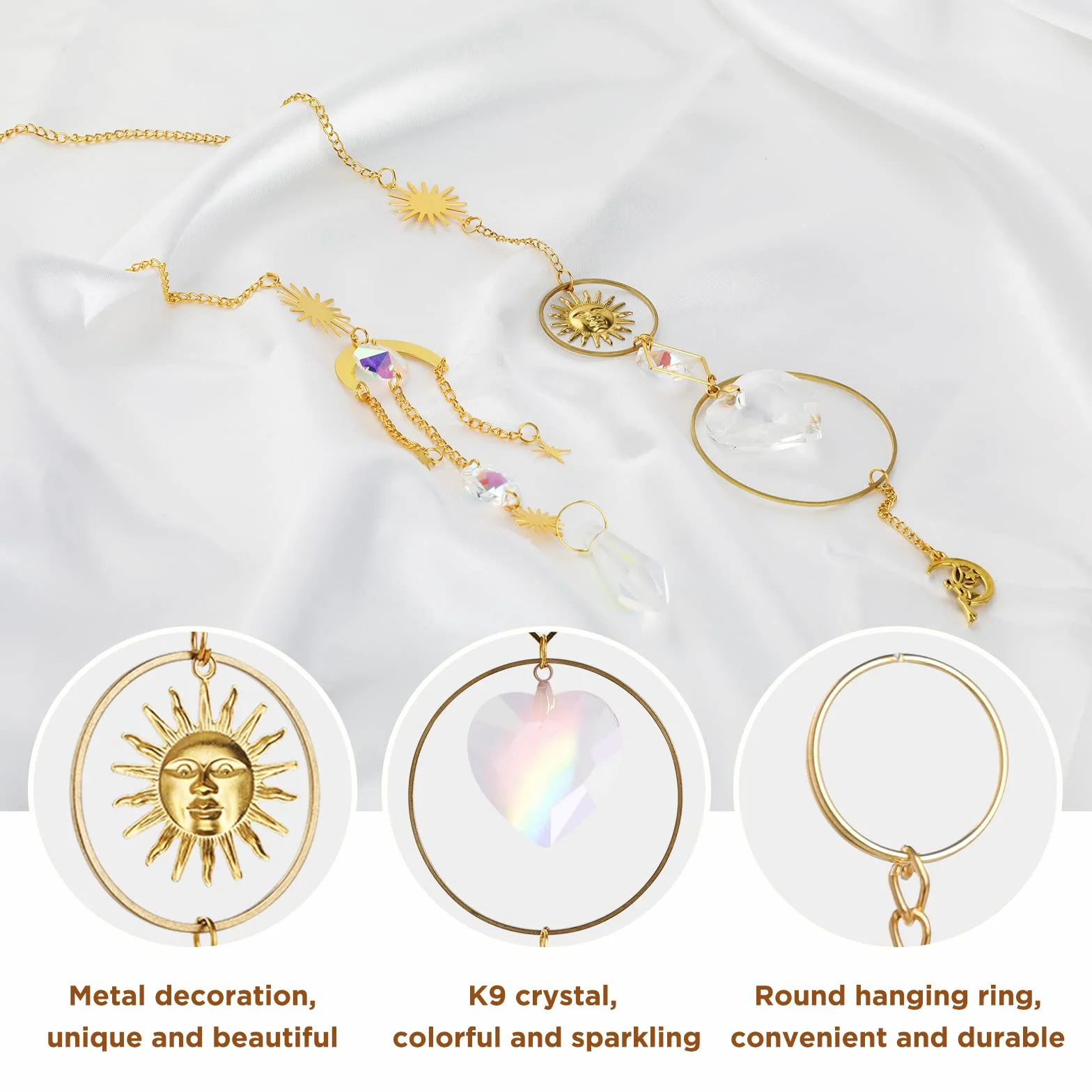 Atrapasoles de Cristal Colgantes Arcoíris Bola de Prisma Suncatcher Decoración Feng Shui Hogar Oficina 5pcs