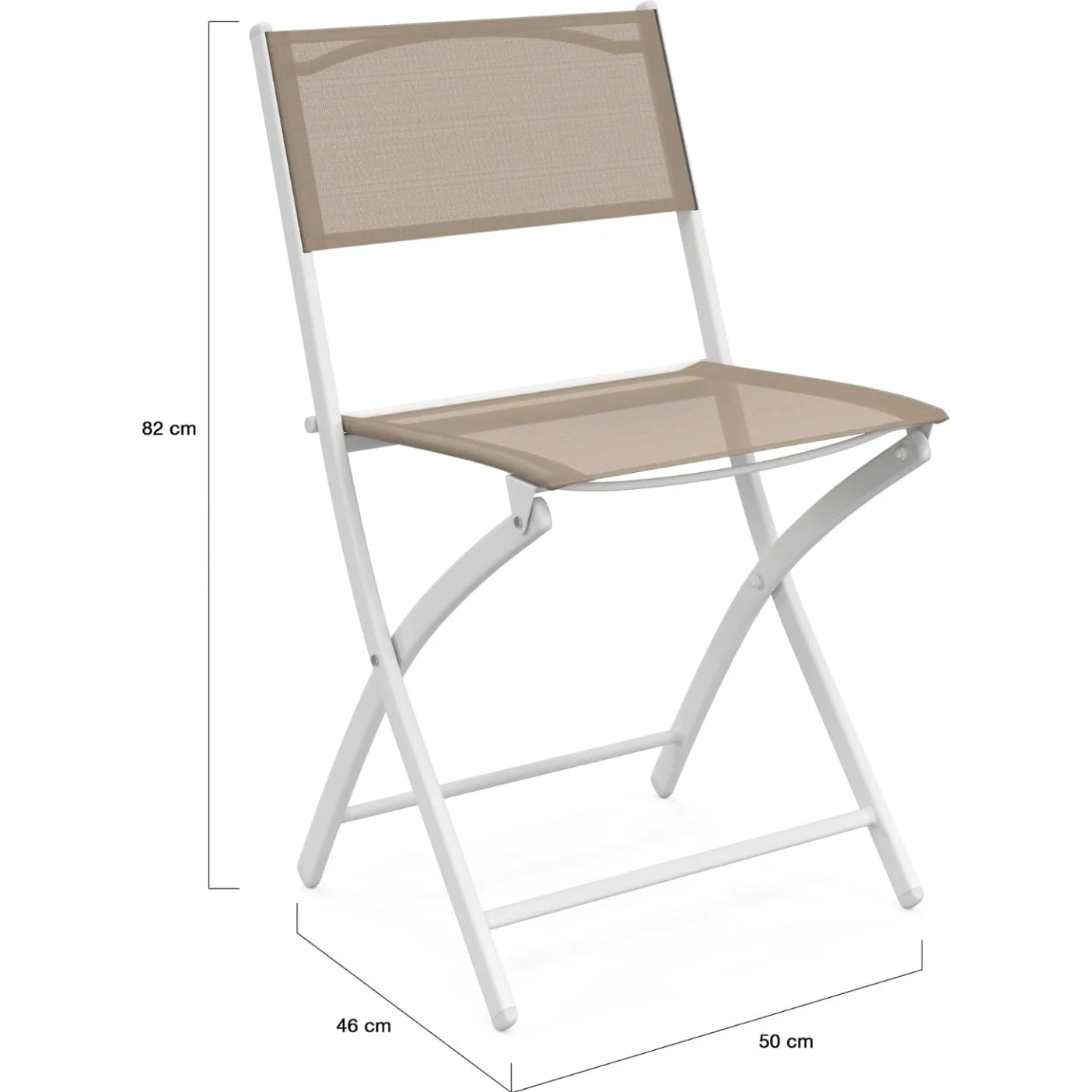 IDMarket - Juego de 6 sillas de jardín plegables Bastia metal y textileno blanco y beige