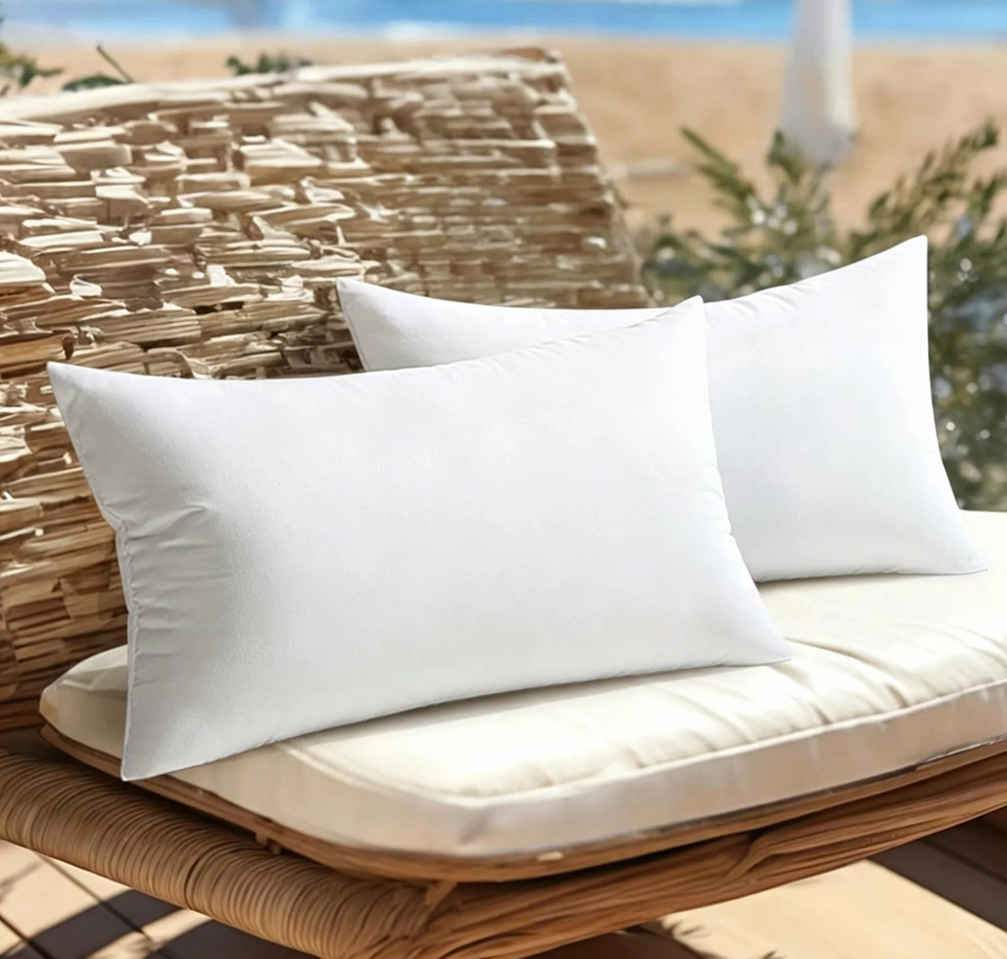 MIULEE Relleno de Cojines Impermeable 30x50 cm 2 Piezas Blanco