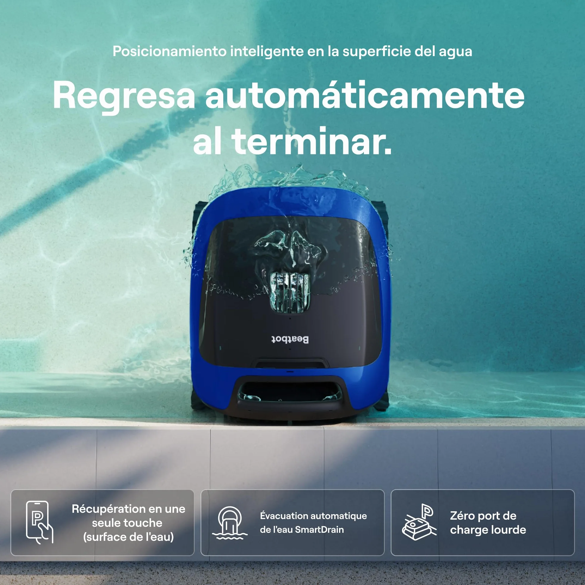 Beatbot Sora 30 Robot Piscina limpiafondos y Paredes, 25700 LPH, Azul Marino