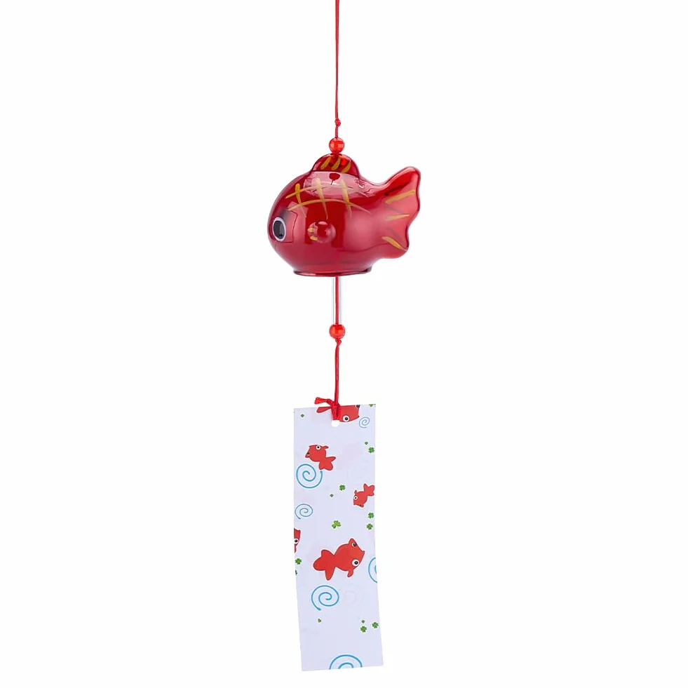 PH PandaHall Campana de Viento Japonesa Motivo Goldfish Rojo Hecha a Mano Colgante para Hogar Jardín Patio