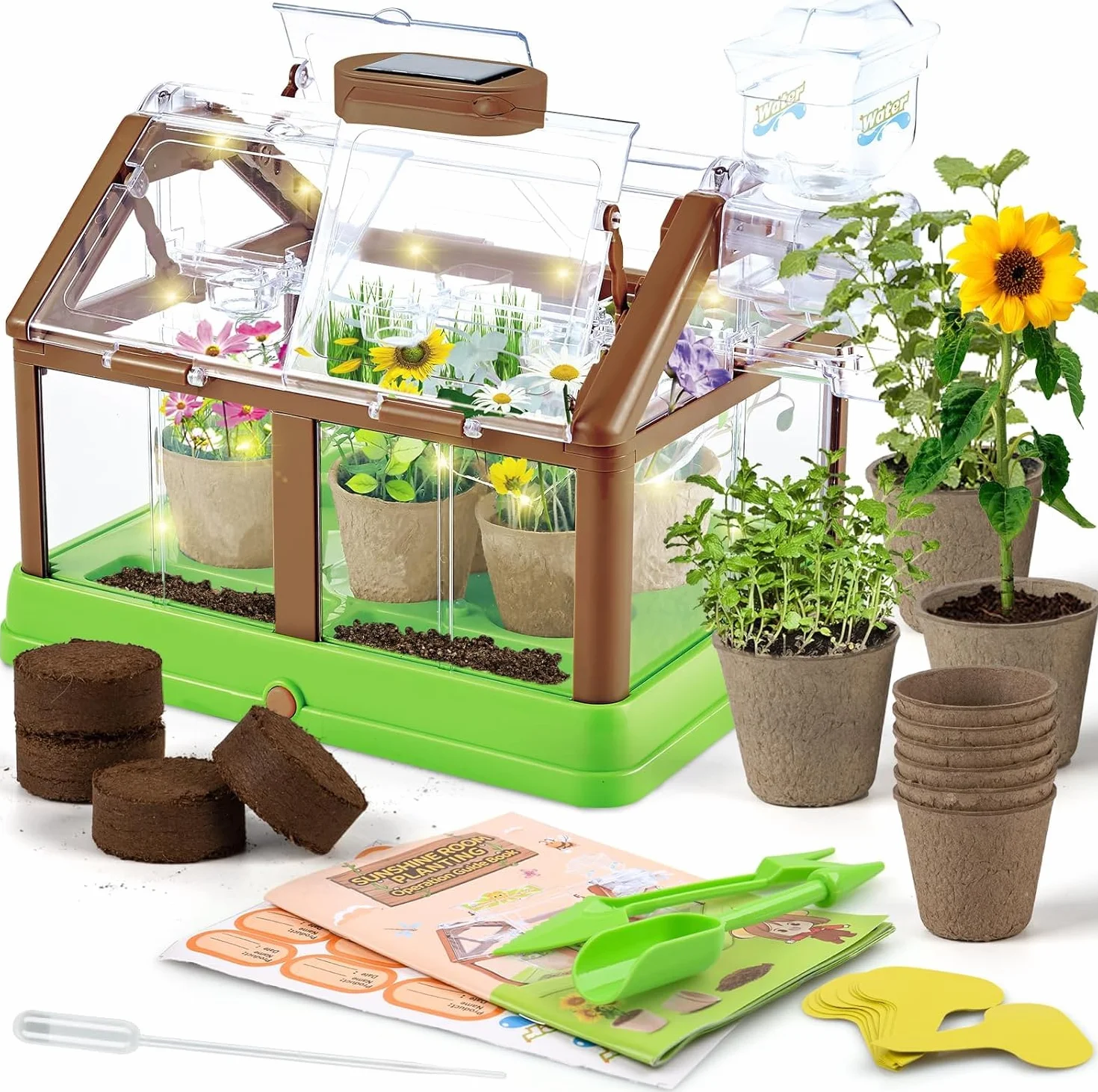 KAHEIGN Kit de Cultivo de Plantas para Niños, Mini Invernadero con Sistema de Riego