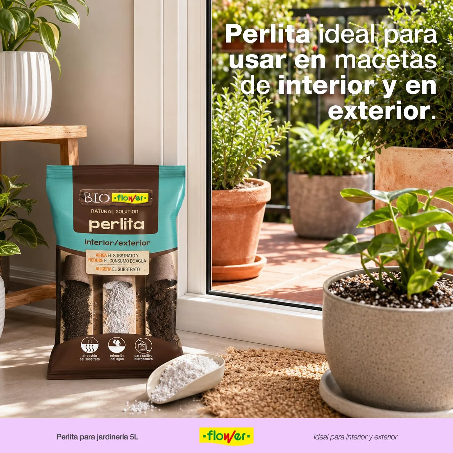 Perlita 5 L para Jardinería Drenaje Aireación Macetas Hidropónica