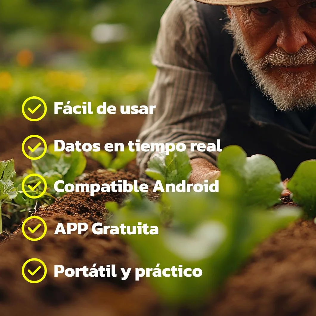Sensor de Suelo Agrícola, Medición Temperatura/Humedad/Conductividad/Acidez/Nitrógeno/Fósforo/Potasio Tiempo Real