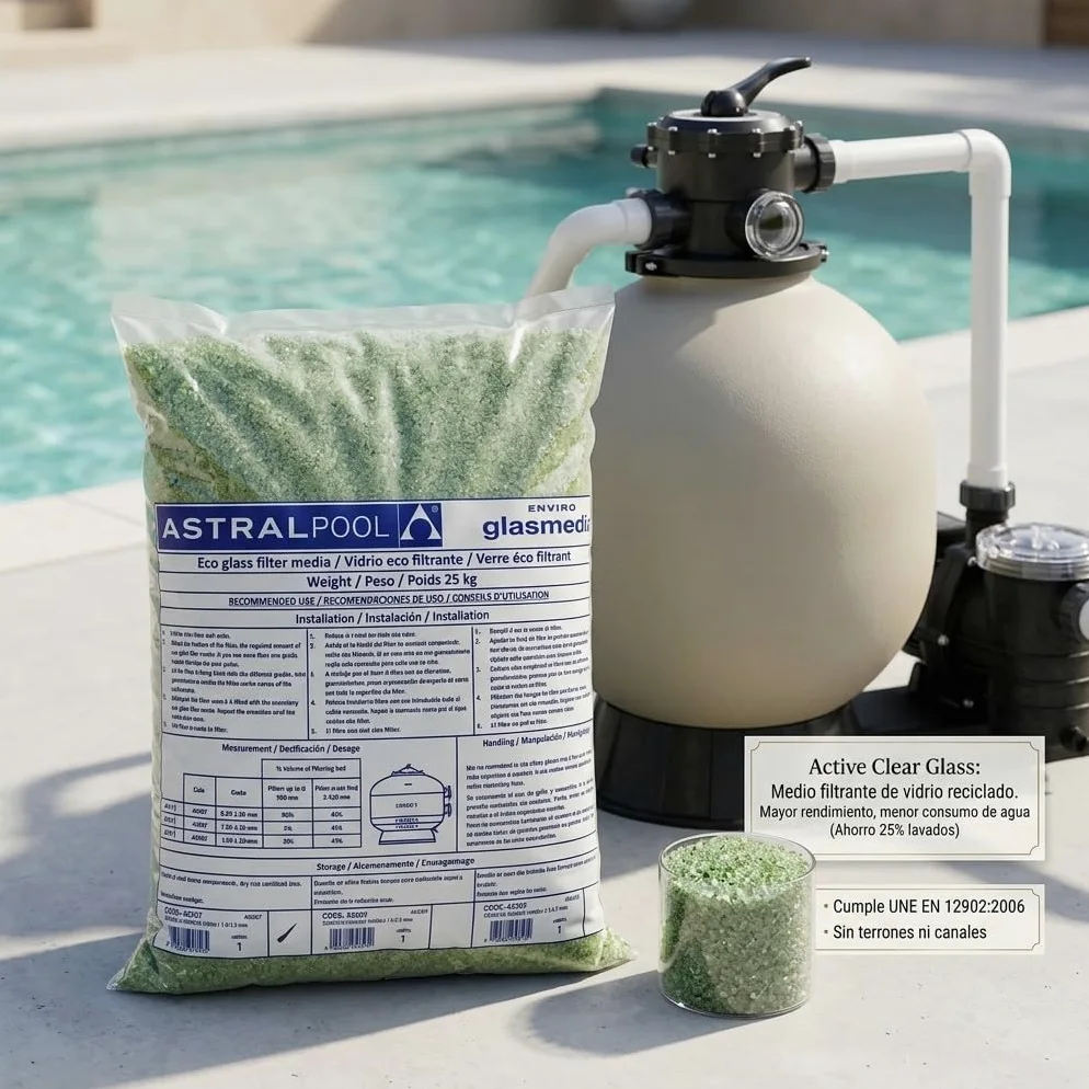 Suinga Lecho Filtrante Vidrio Eco 0,5-1,0 mm | Saco 25 kg | Filtración para Piscinas Depuradoras