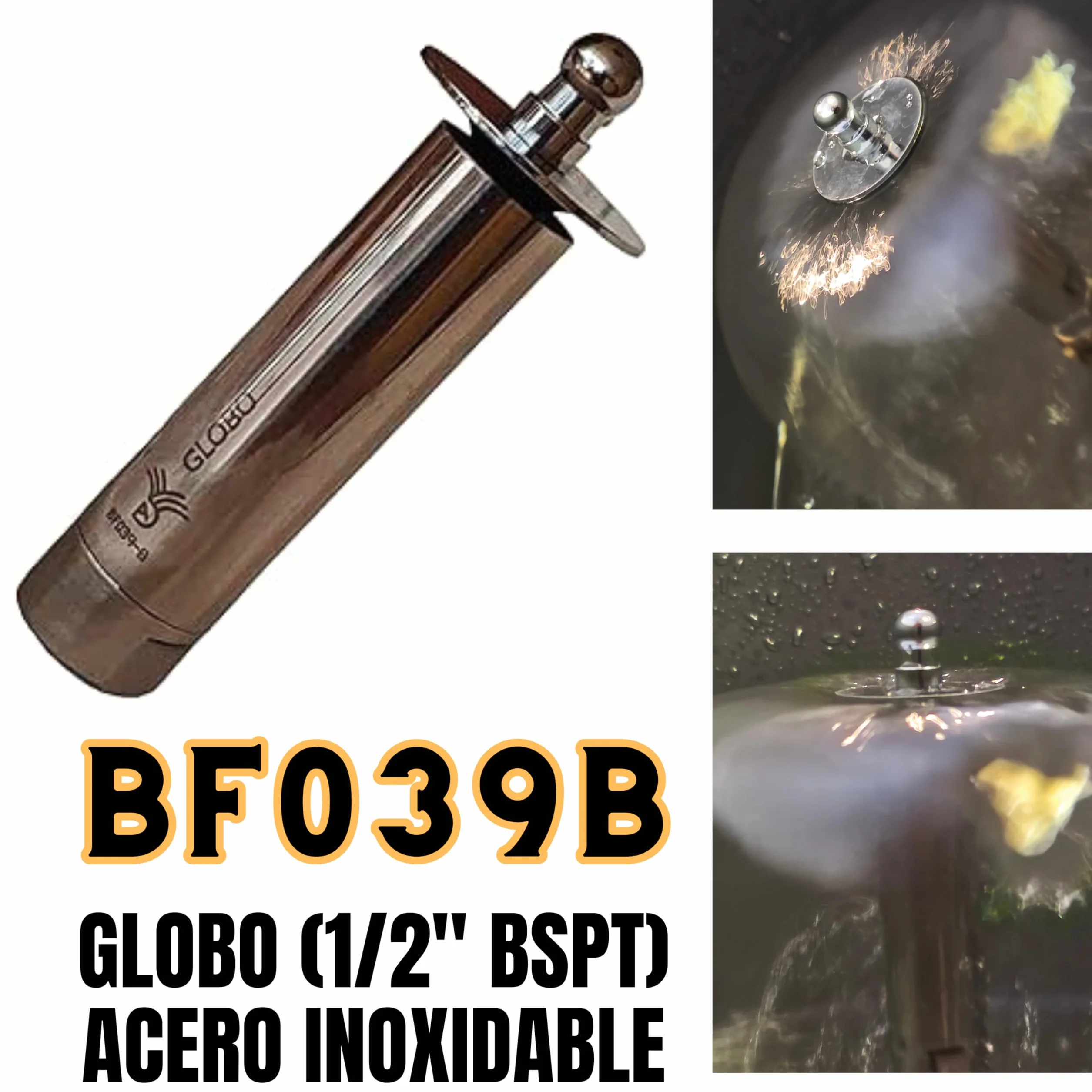 Boquillas para Fuentes de Jardín Globo 1/2" Acero Toberas Regulables