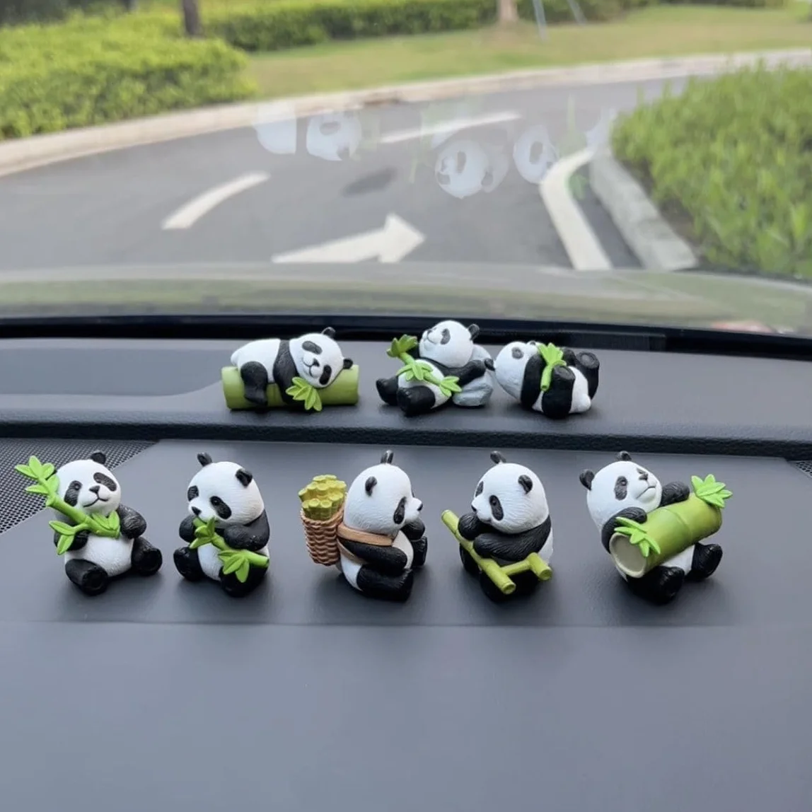Resina Maciza Juego de 8 Figuras de Panda de Dibujos Animados Decoraciones para Tartas