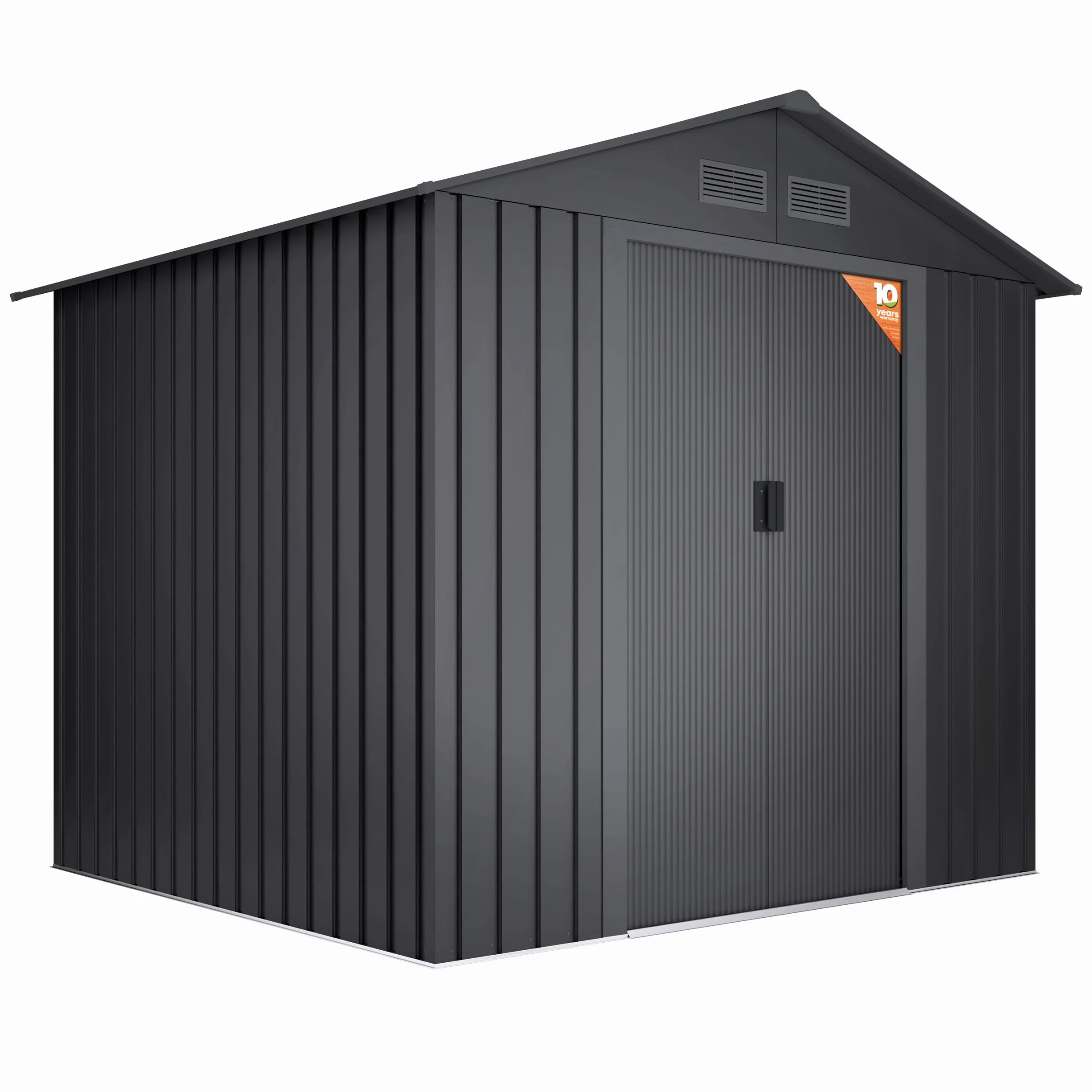 Caseta Metálica de Jardín 5,27m2 Antracita 202x261x202cm Puerta Corredera Doble Rejillas Anticondensación