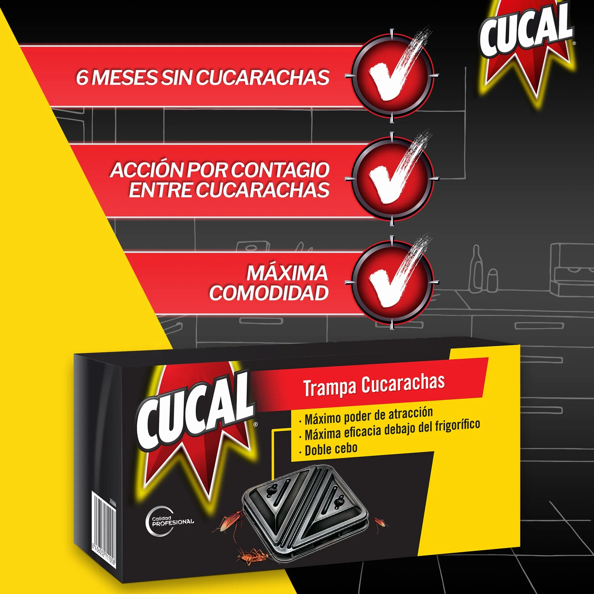 Cucal Insecticida Trampa Cucarachas Doble Cebo, 6 Unidades