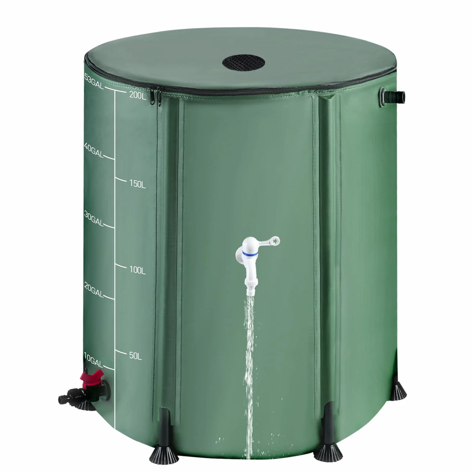 Barril de lluvia plegable 53 galones 200 L Oxford 1000D con kit de recogida