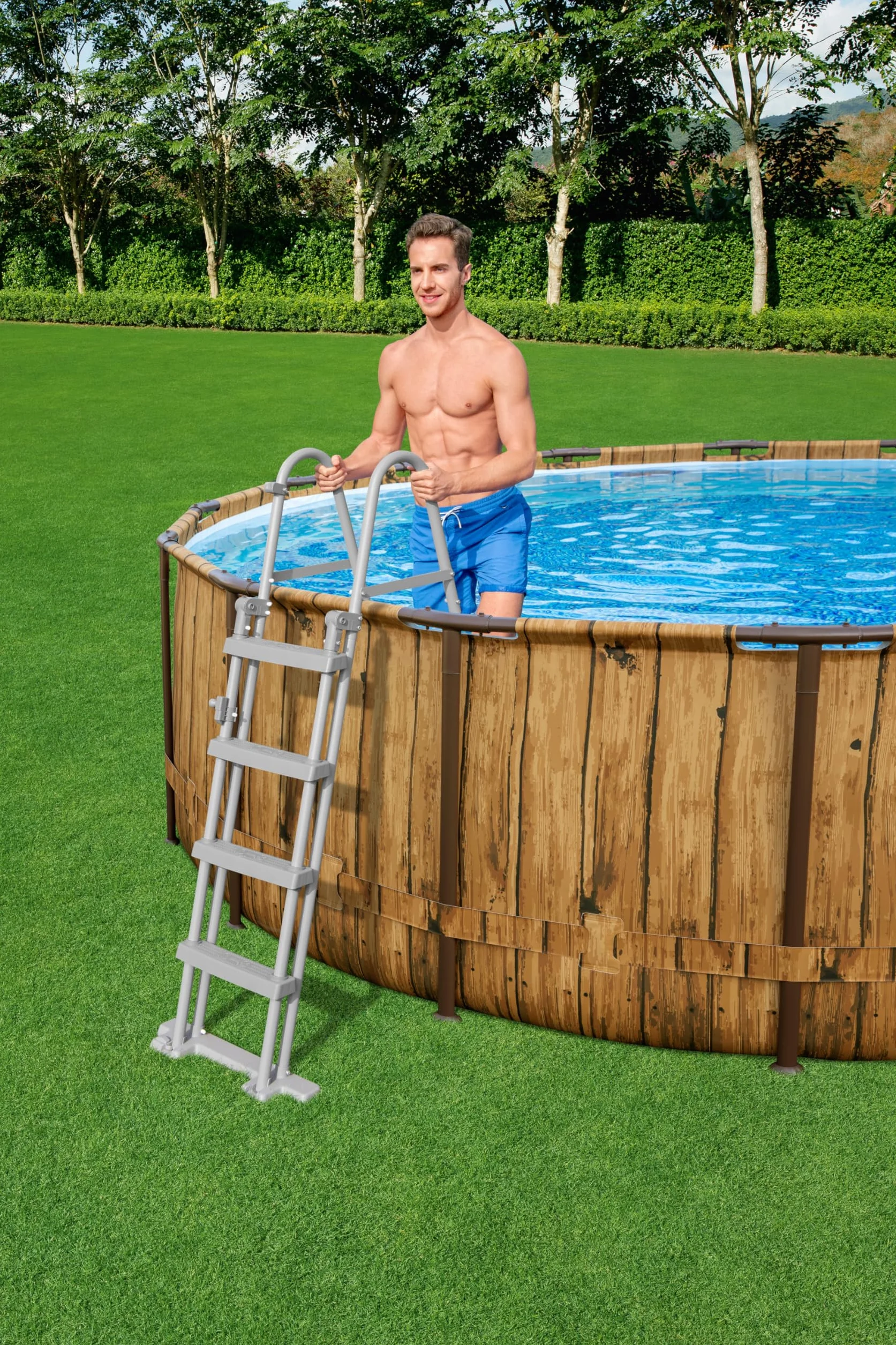 Bestway Escalera Piscina Abatible 1,22 m con Seguro