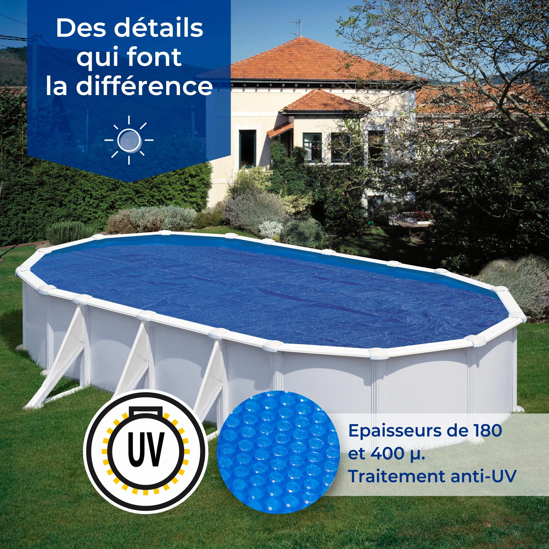 Cobertor de Verano para Piscina Redonda 460 cm Azul