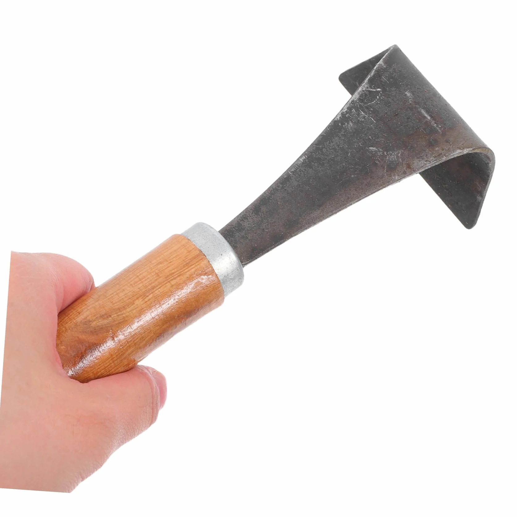 Kisangel Raspador de Corteza de Árbol de Acero Mango Ergonómico de Madera, Herramienta Práctica para Cortar Corteza y Uso en Deshierbe y Plantación de Verduras