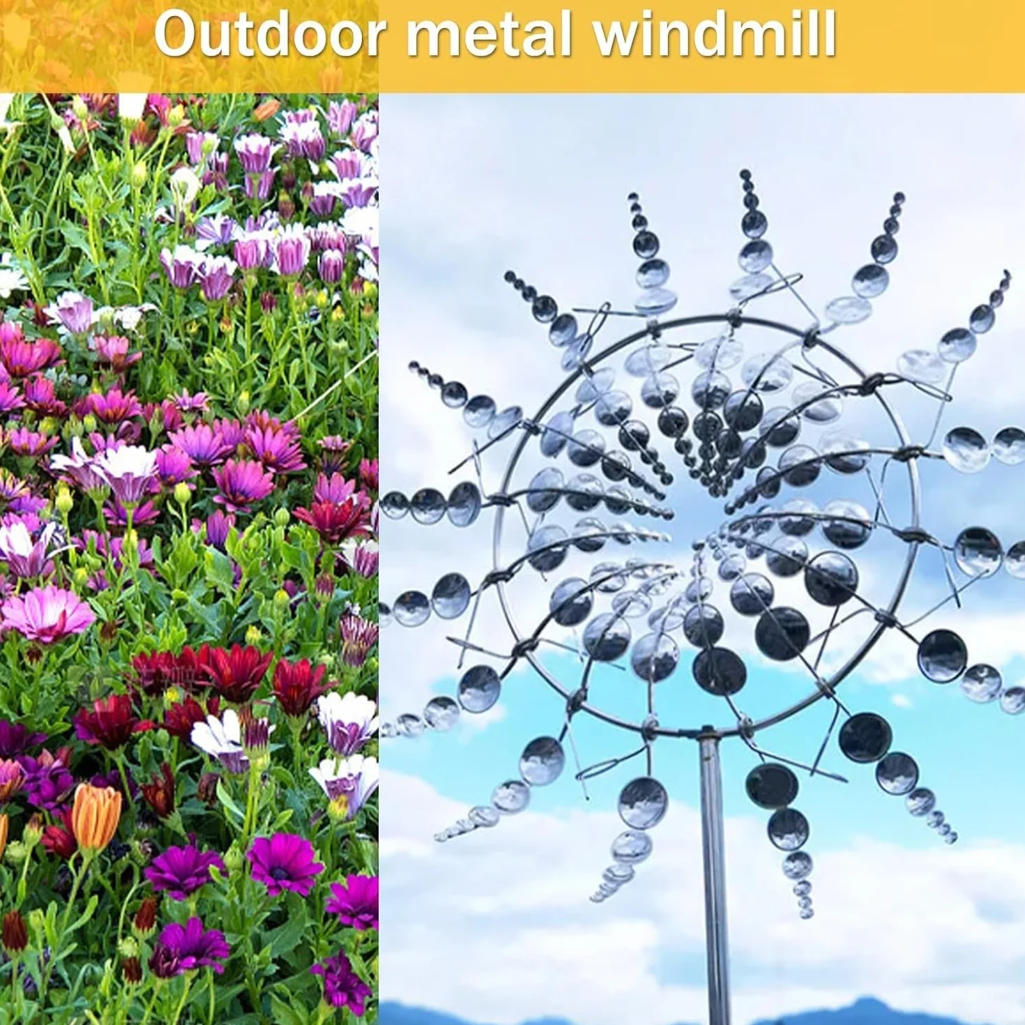 Molino de Viento Metálico 3D Kinetic Wind Spinner para Jardín