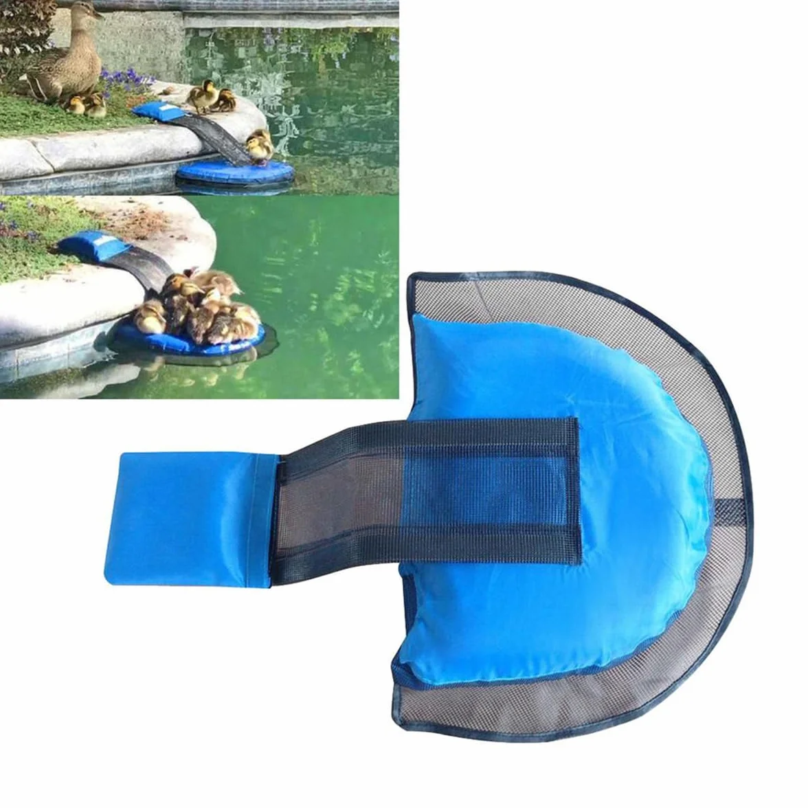 Tokaneit Rampa De Escape Para Animales De Piscina, Red Flotante Con Almohadilla Inflable, Azul