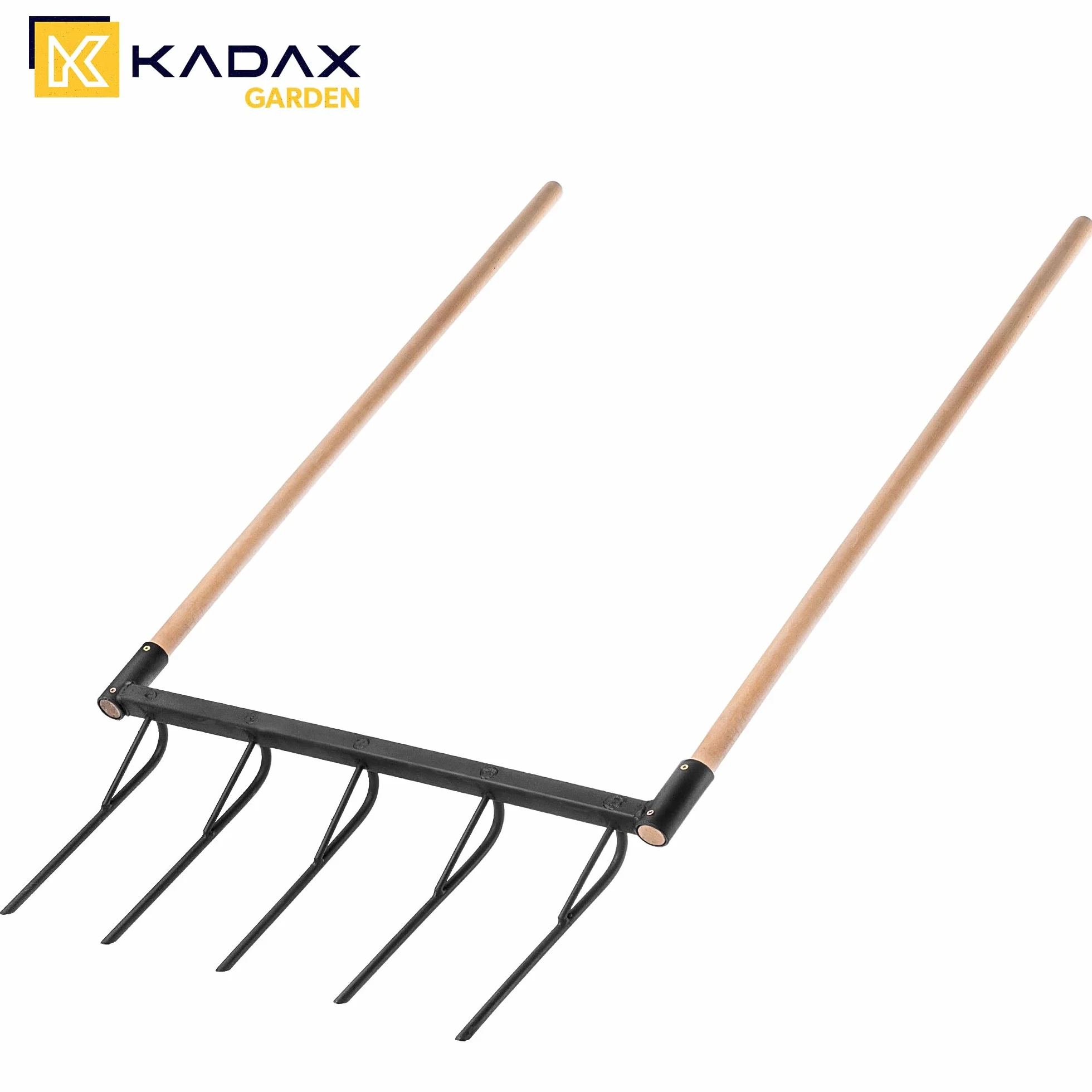 KADAX Horquilla de excavación 5 puntas mango madera, cultivador manual robusto para jardinería