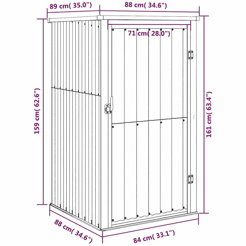 vidaXL Cobertizo de Jardín Acero Galvanizado 88x89x159 cm Caseta Almacenamiento Exterior Puerta Cerrable Armario Herramientas Resistente Clima