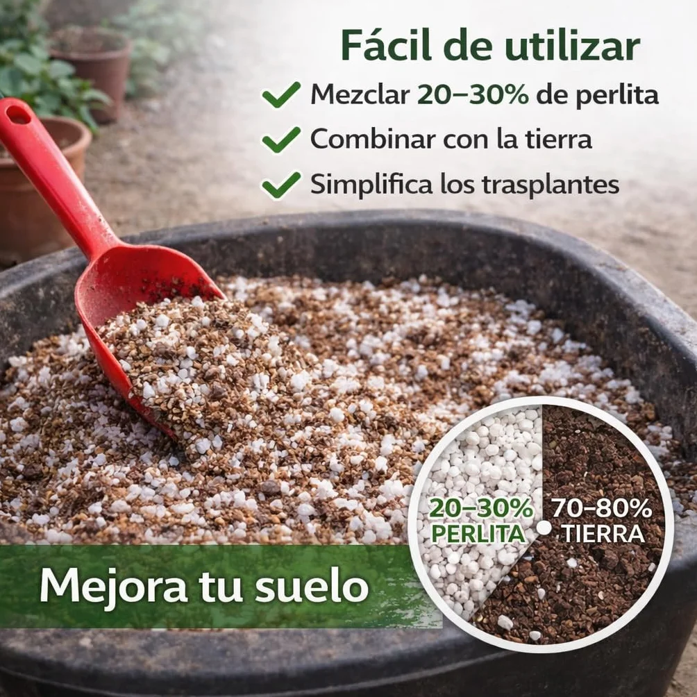 Fertigoo® Perlita 25L Granulometría Gruesa 3-6mm Baja Polvosidad Alta Aireación y Drenaje