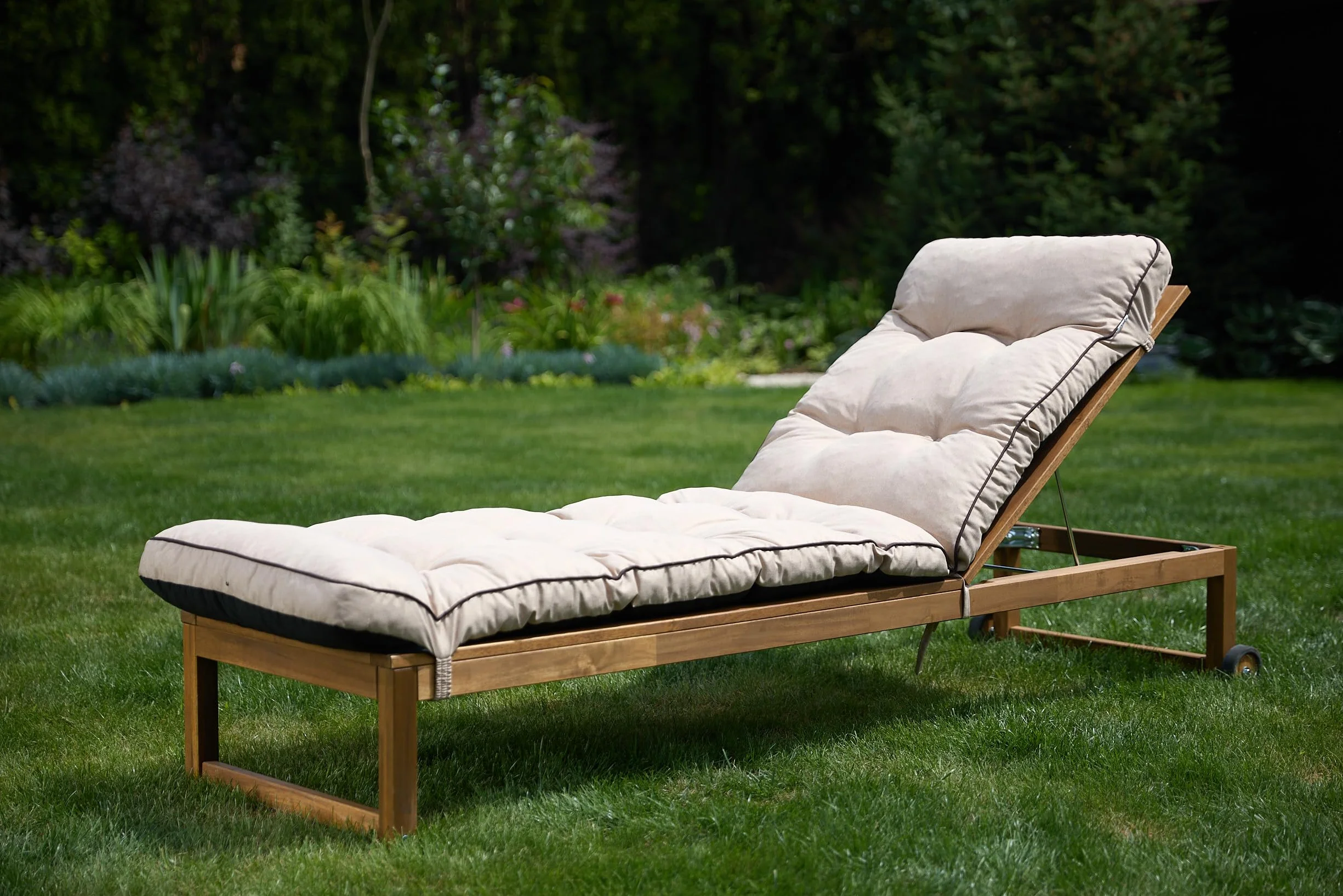 Cojín para Tumbona de Exterior 200 x 55 cm Impermeable Beige