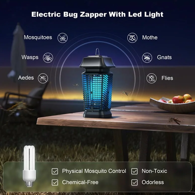 Lámpara Antimosquitos Eléctrica 3000V 20W UV IPX4 Impermeable Mata Mosquitos