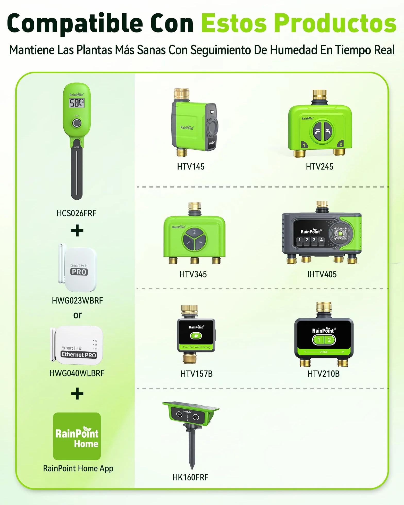 RAINPOINT inteligente sensor de humedad del suelo con aplicación, puerta de enlace, sistema de riego