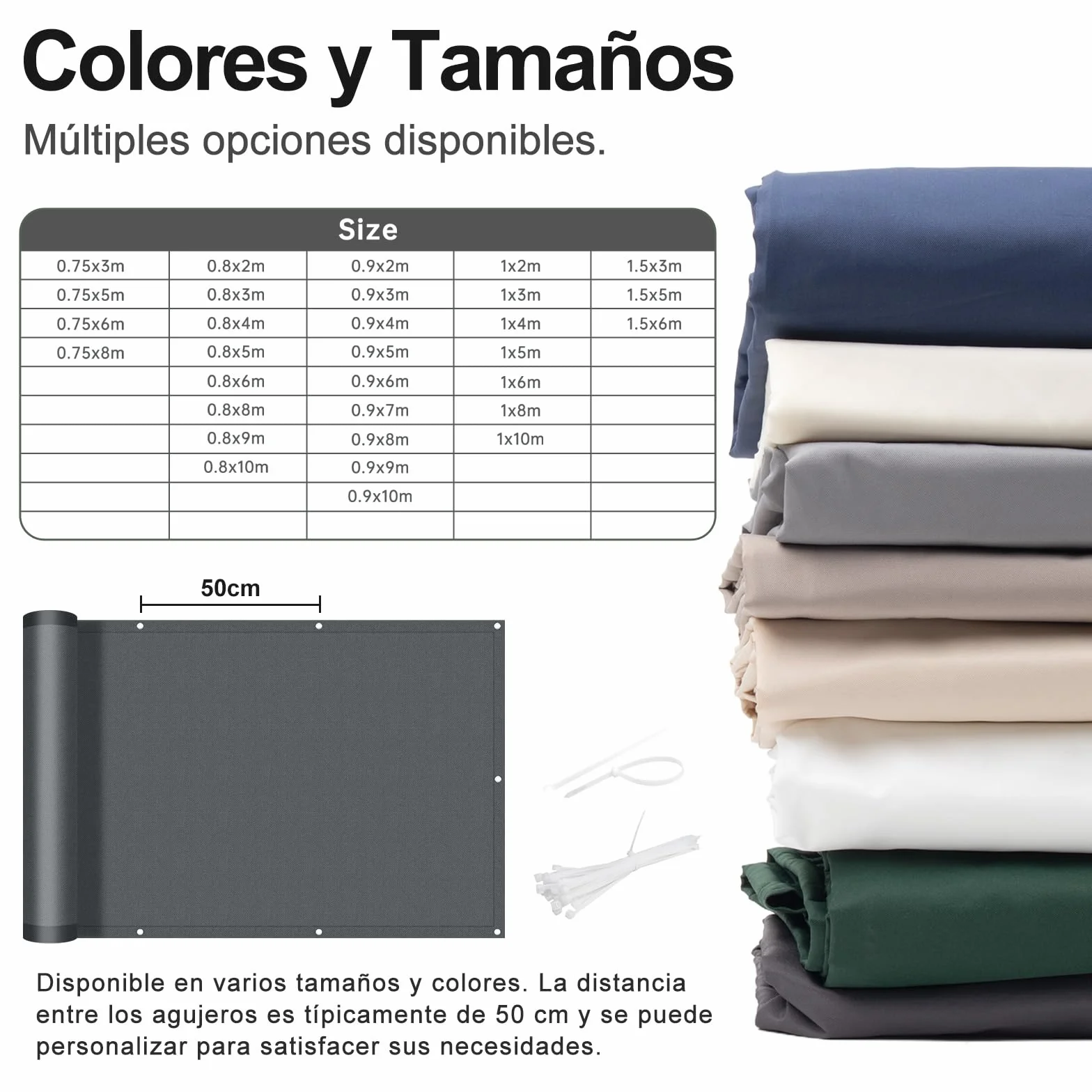 LOVE STORY Pantalla Privacidad Balcón Impermeable 90x300cm Antracita Protección UV Resistente Viento
