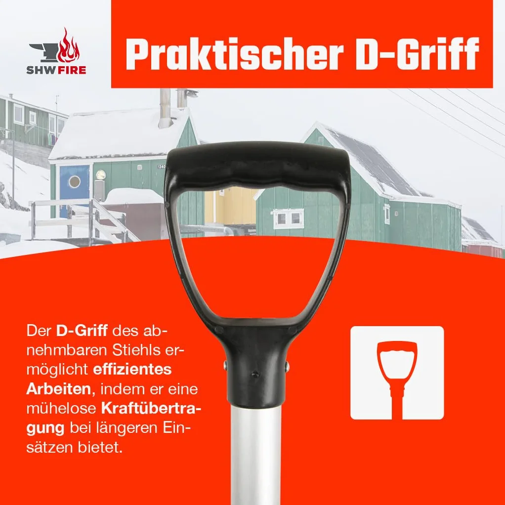 Pala de nieve de aluminio 50 cm SHW-FIRE mango ergonómico borde de perfil Fabricado en Alemania