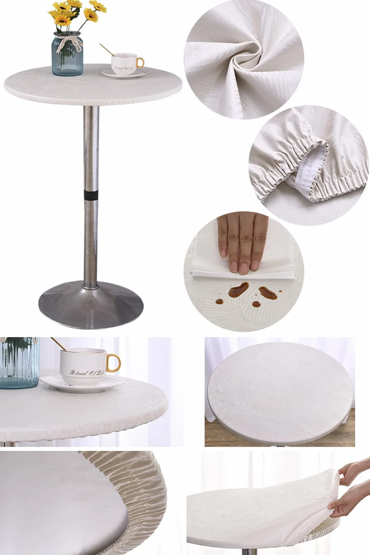 Mesa Redonda Impermeable Antideslizante 90cm Blanco