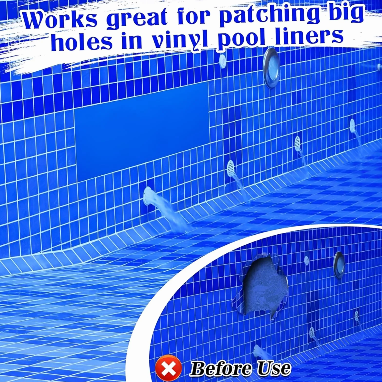 Parches Piscina Autoadhesivos Reparación Impermeables 4FT x 2.8FT PVC Pool Liner Repair Patch