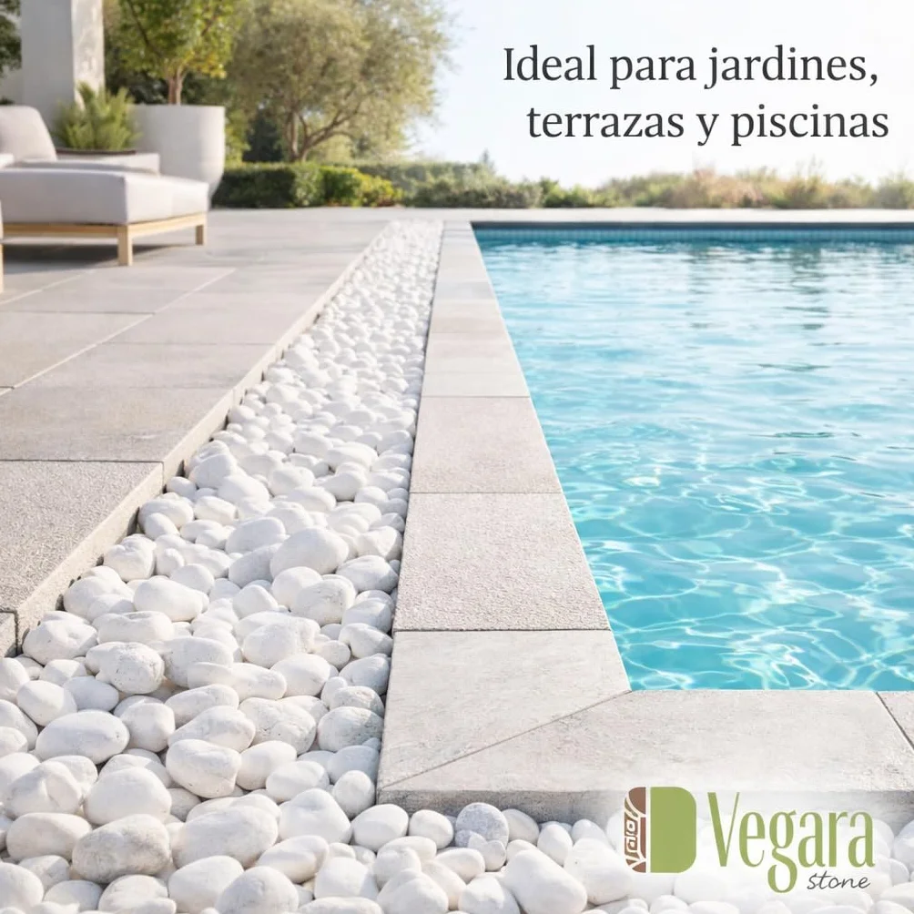 Vegara Stone Piedra Jardín Decoración Canto Rodado Blanco Puro 2-4 cm 25 kg