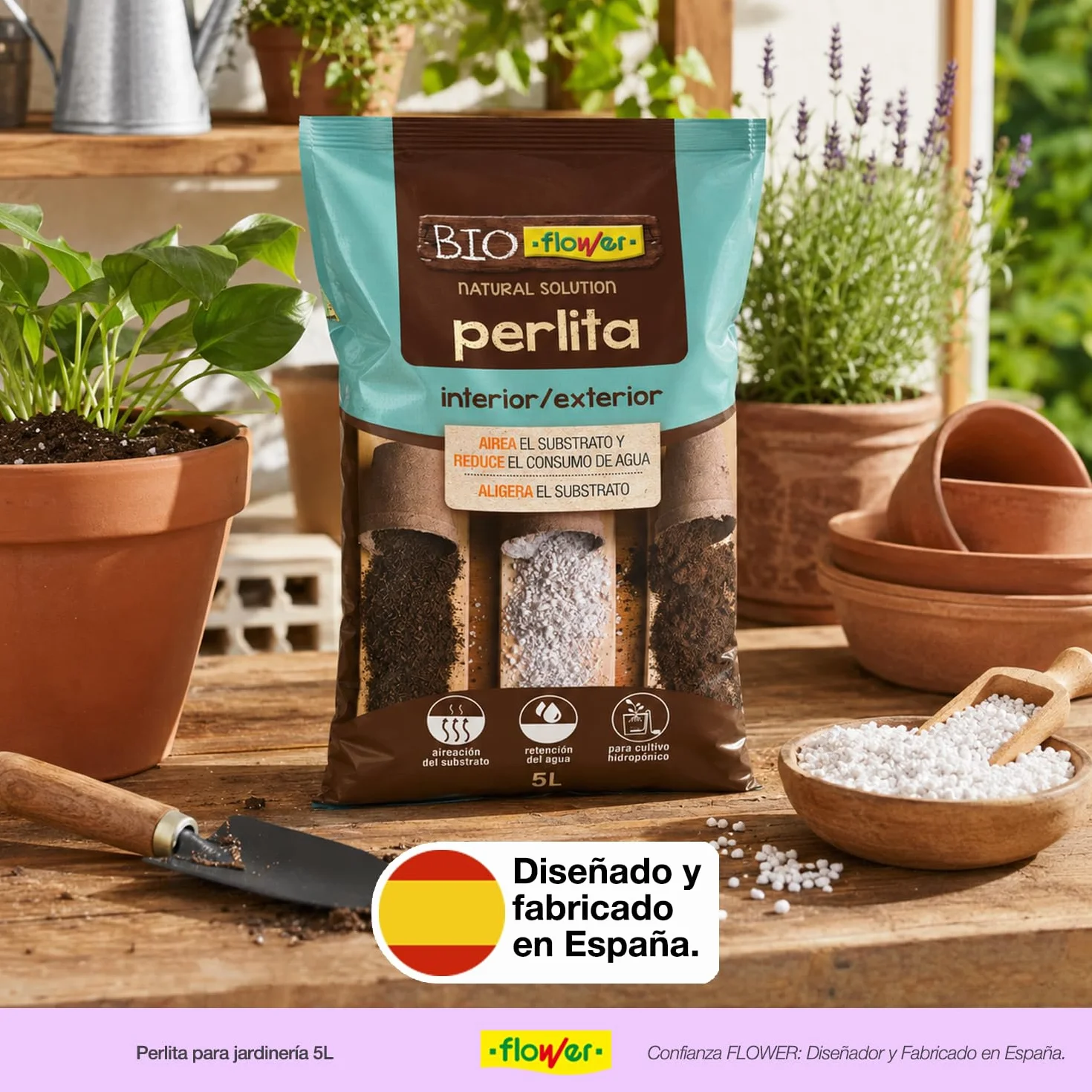 Perlita 5 L para Jardinería Drenaje Aireación Macetas Hidropónica