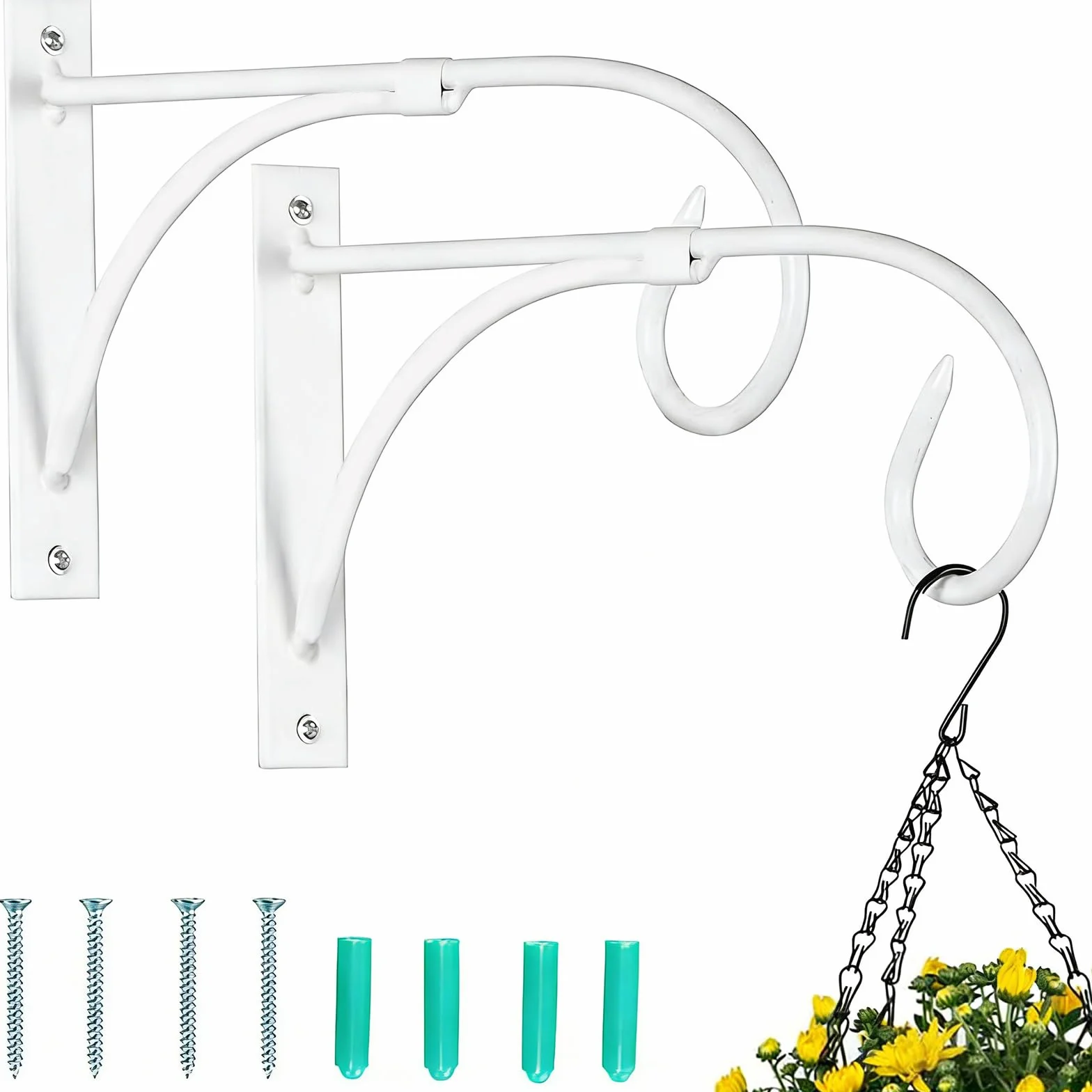 Nuptio Soporte para Cesta Colgante Blanco, Ganchos para Colgar Pared, Soporte para Plantas