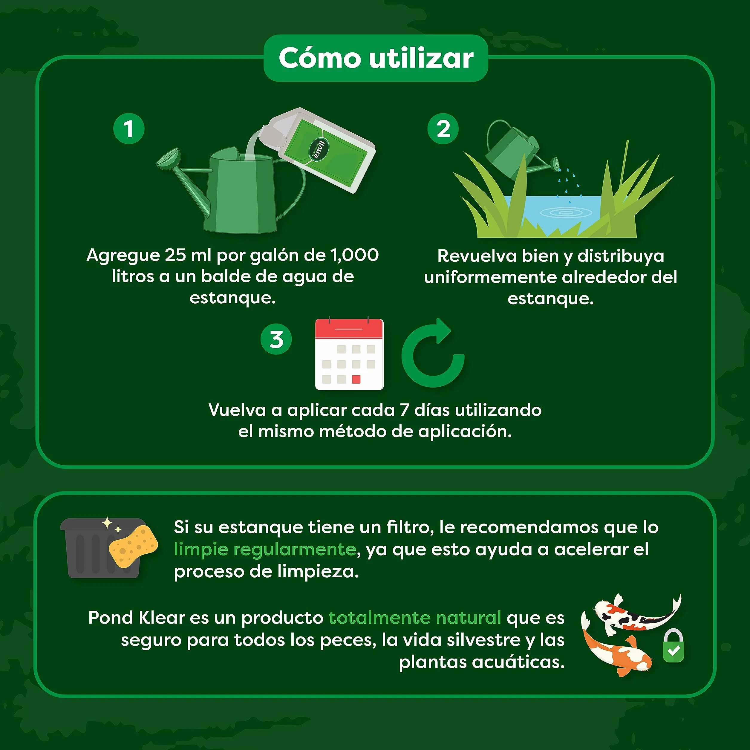 Envii Pond Klear Natural Tratamiento Agua Estanque 1L 40.000 litros