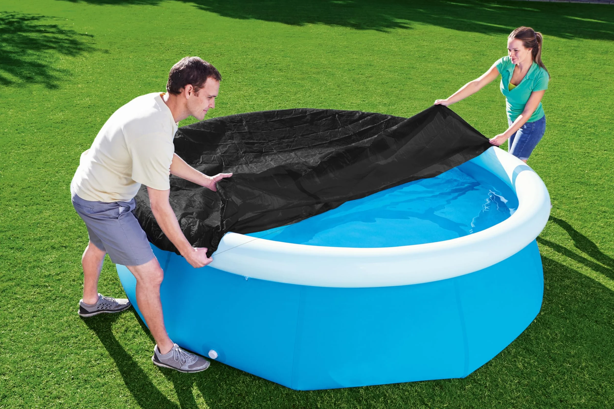 BESTWAY Cobertor de Invierno Redondo Ø240 cm PVC para Piscinas Negro