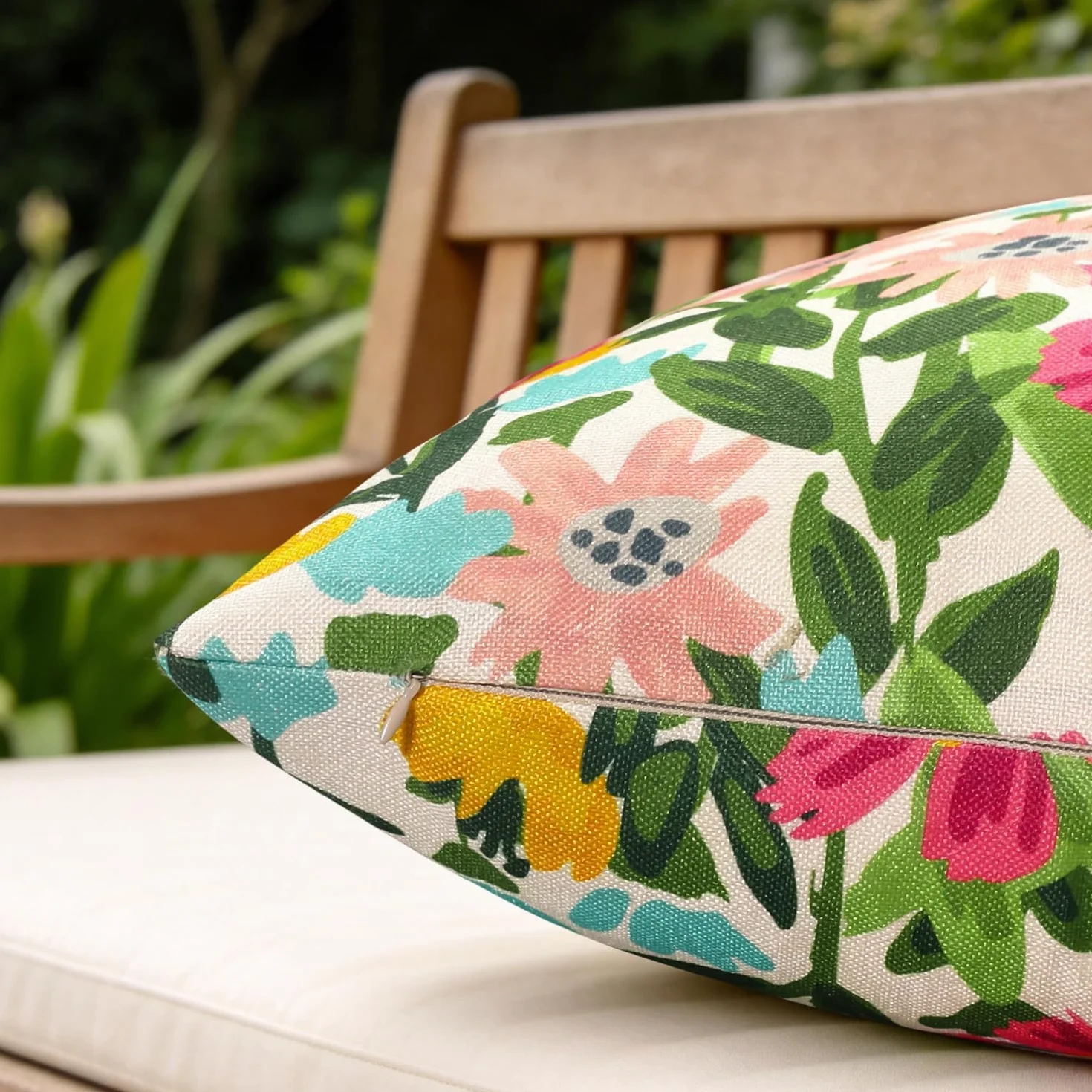 Fundas de cojín impermeables 40x40 cm para exteriores con estampado de flores