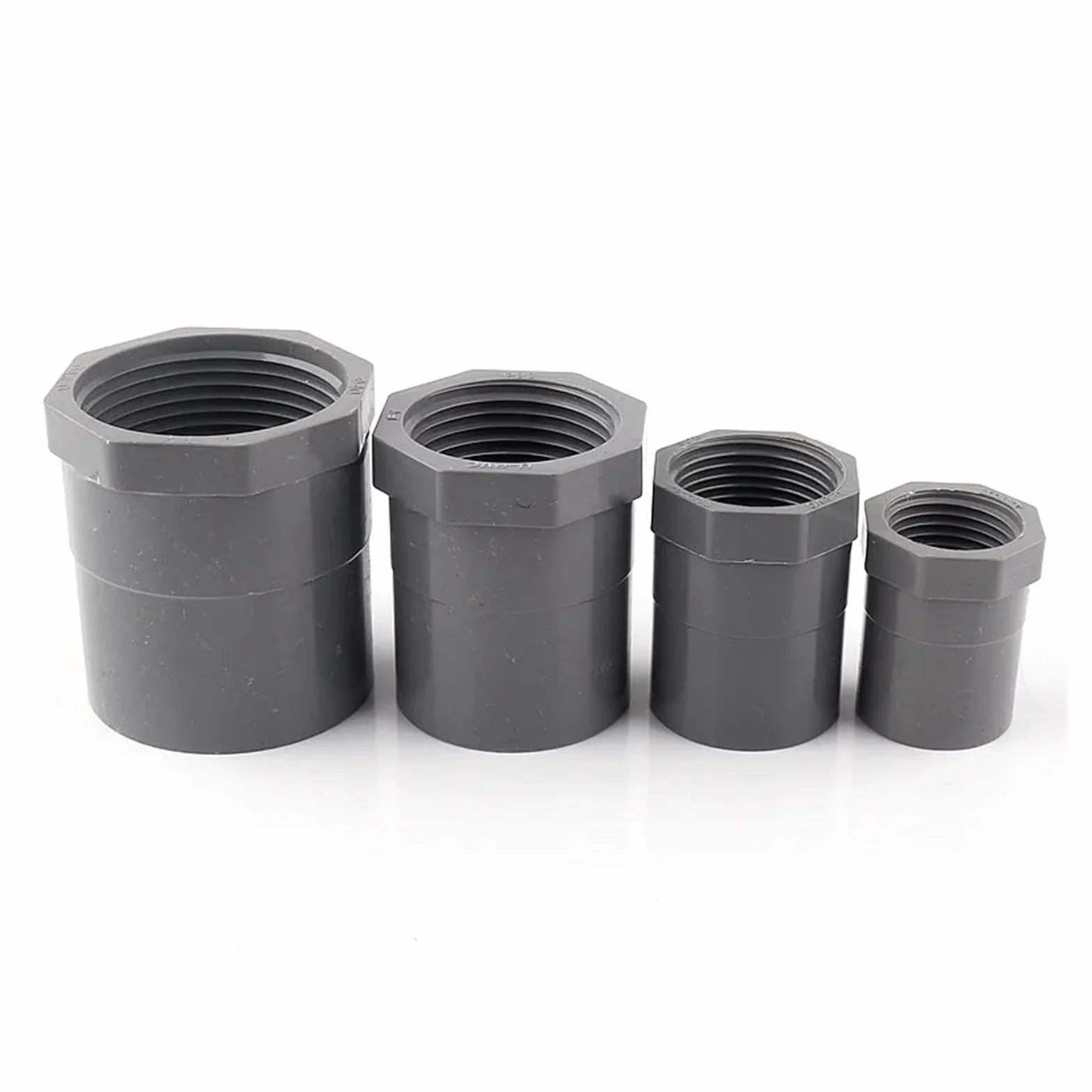 Conector recto de hilo femenino PVC 1/2"-20mm a 2"-63mm para riego jardín tanque peces 5 piezas