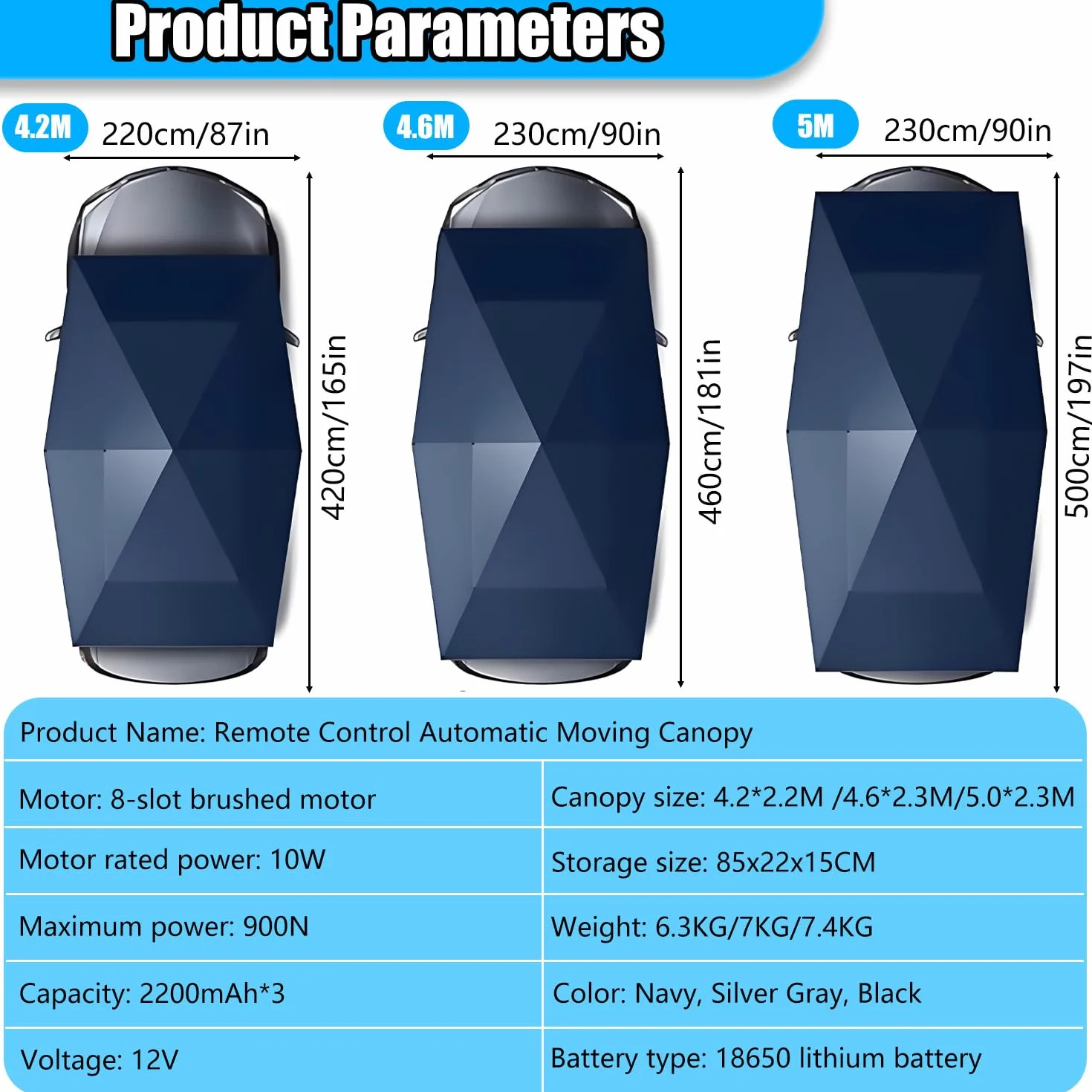 Cochera portátil con protección solar toldo plegable para coches silvergray 5m