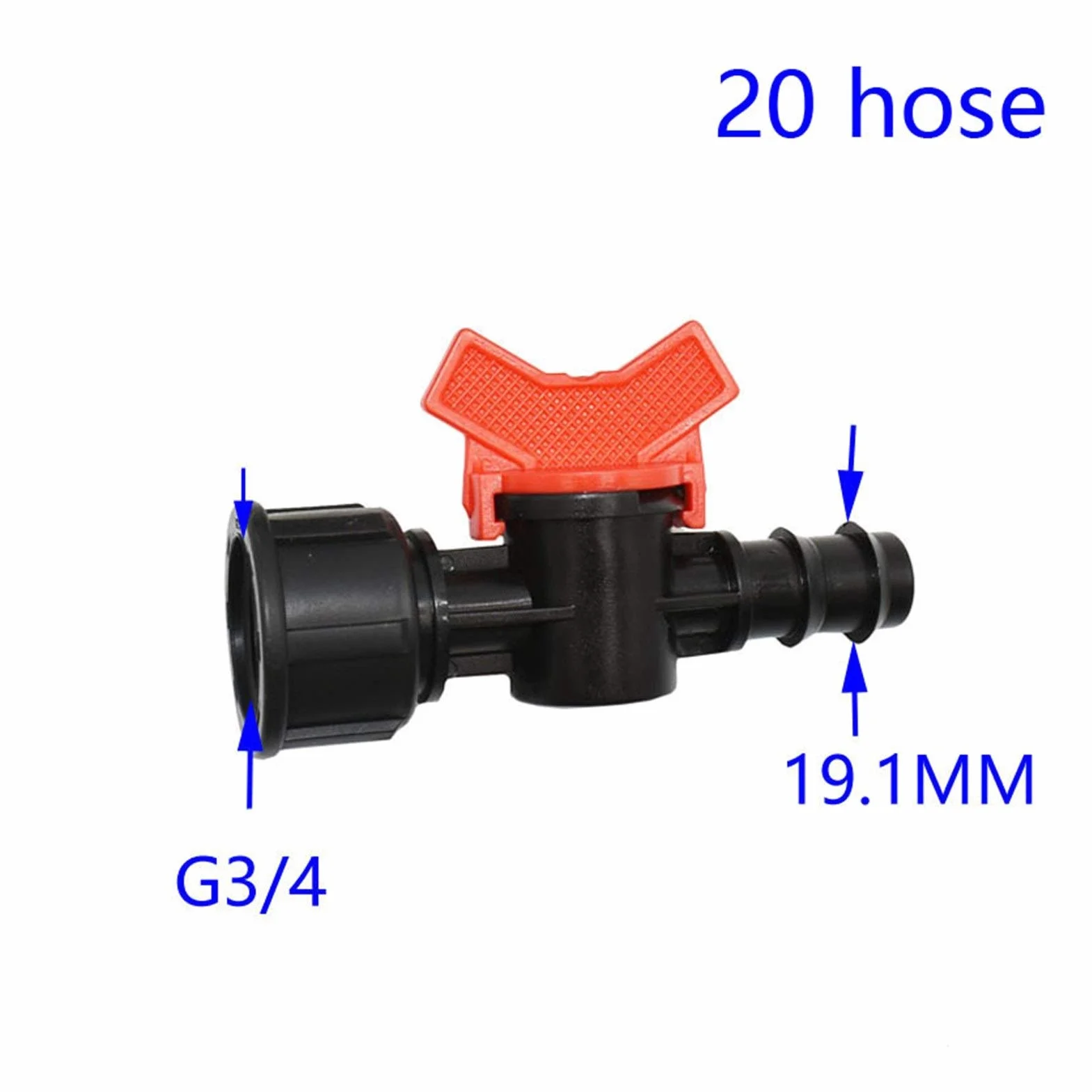 Pulverizador de riego por aspersión de jardín Rosca hembra 1/2" 3/4" for 16mm 20mm manguera de jardín grifo 1/2 3/4 manguera de riego adaptador de la válvula de agua Mini llave de paso de conector 20p