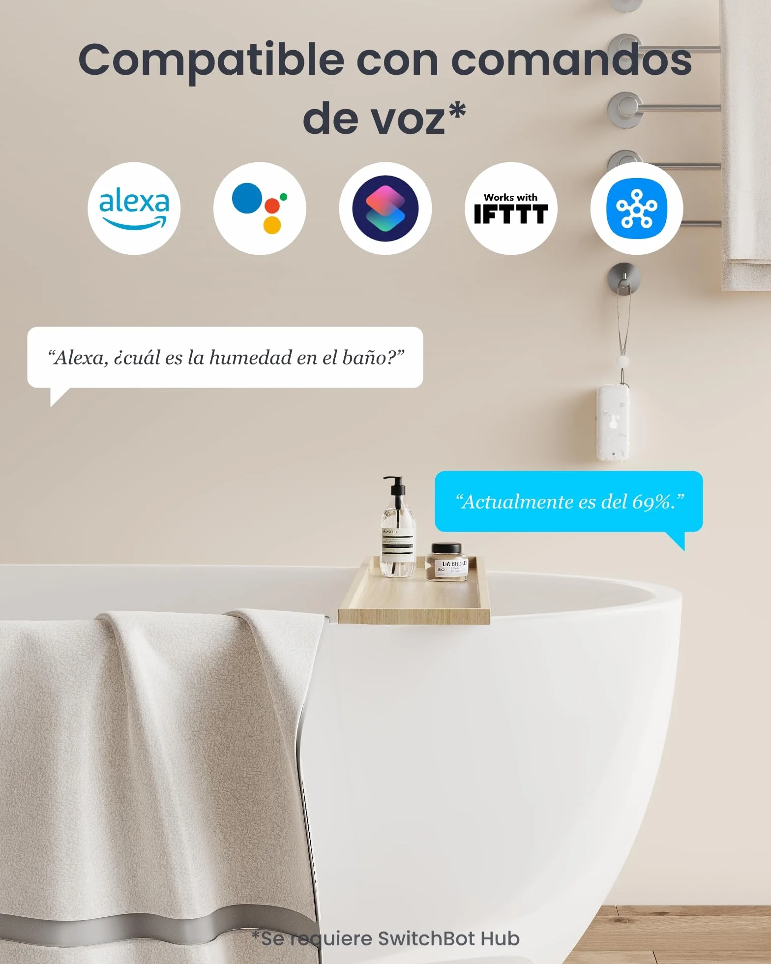SwitchBot Termómetro Higrómetro de Exterior IP65, 100m Bluetooth, Sensor de Humedad Absoluto, 2 años de Batería