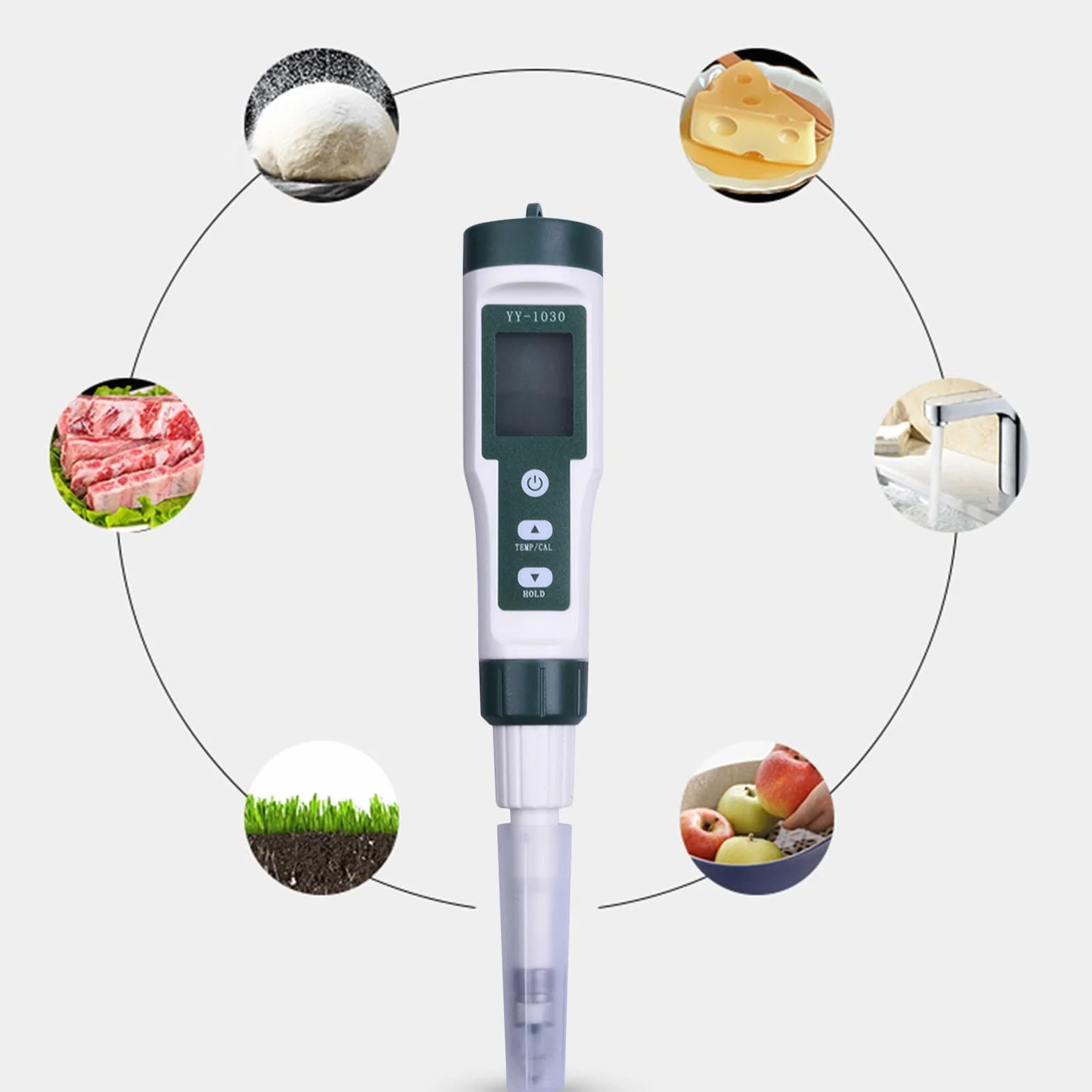 Medidor de pH para Alimentos - Medidor de Humedad del Suelo | Medidor de | pH para Alimentos | Probador Digital de pH del Suelo con Doble sonda | Medidor Digital de pH para Alimentos | Probador de pH