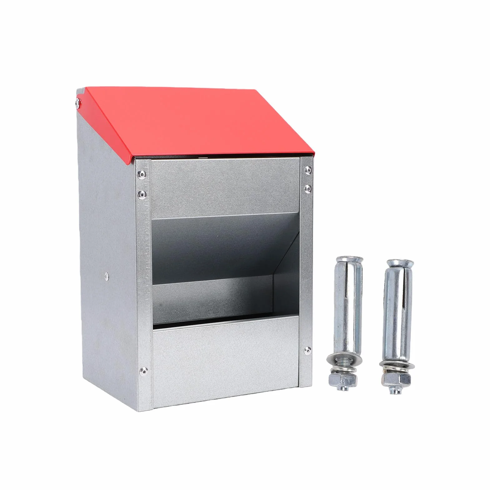 Naroote Comedero para Pollos Galvanizado para Cocina Al Aire Libre, Capacidad de 10 Libras |Comedero para Aves de Corral Resistente a la Intemperie, Montaje en Pared, sin Desperdicio, Galvanizado y