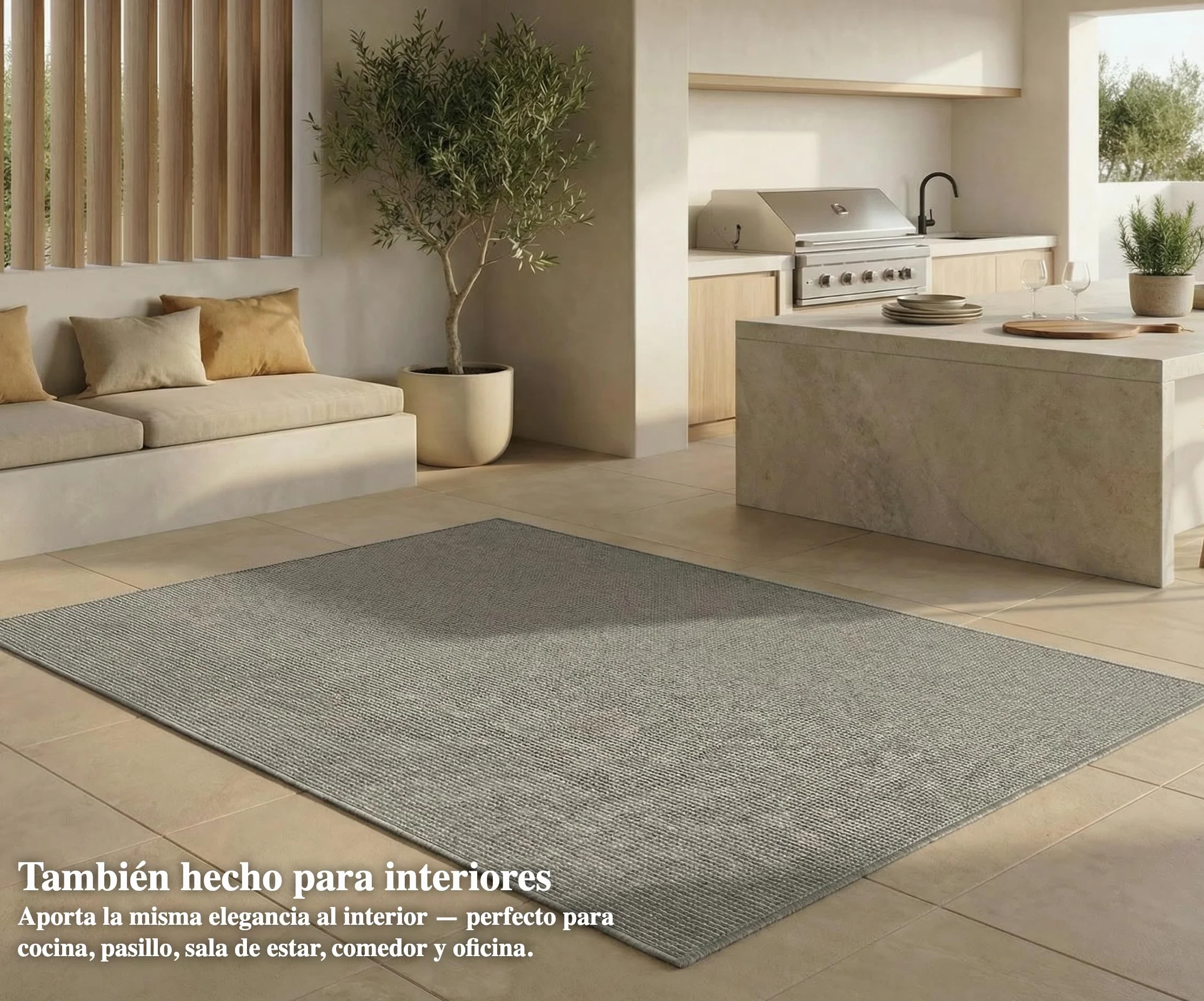 Jimri Alfombra Exterior 160x220 cm Plateada Resistente UV Agua