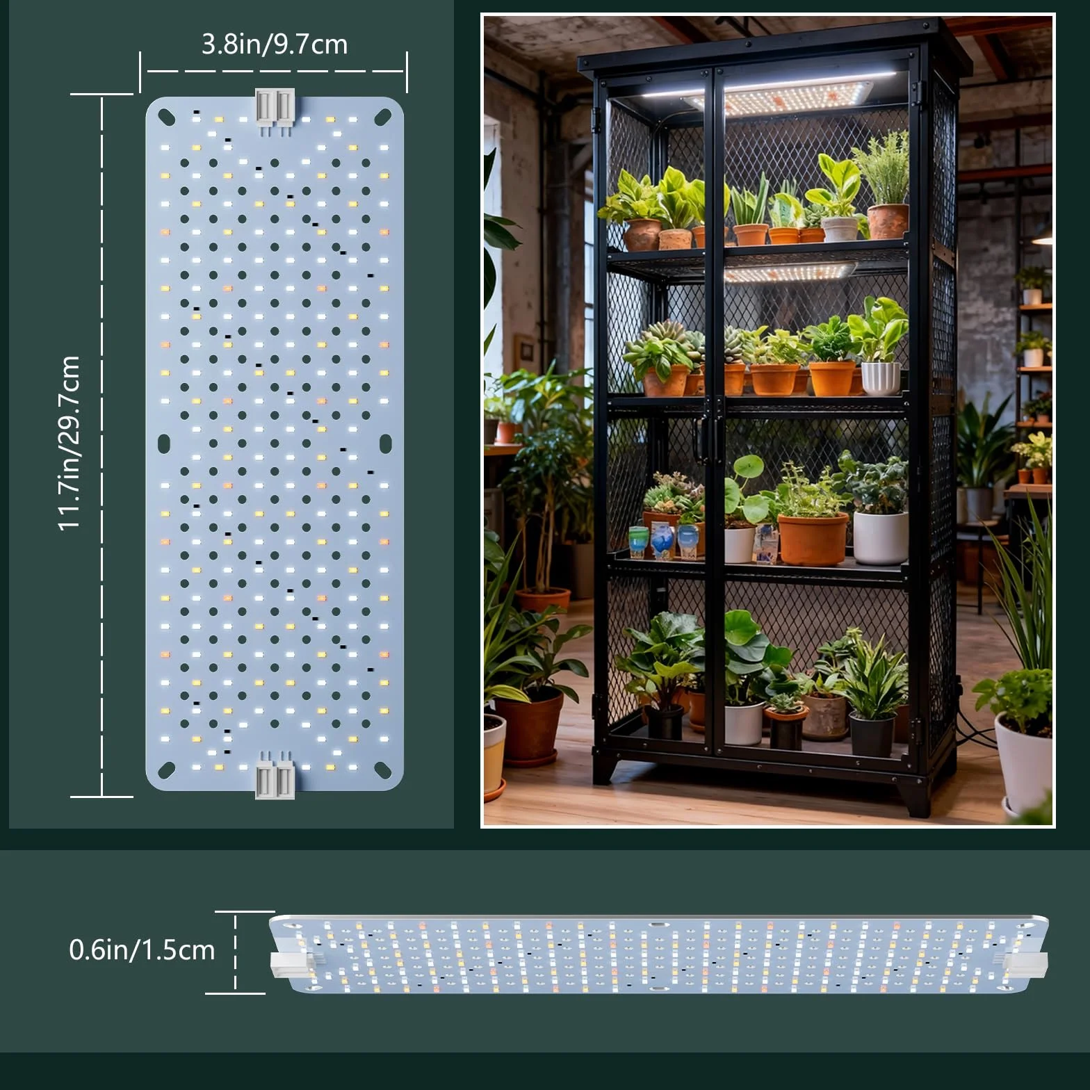 COKOLILA Lámparas LED de Crecimiento para Plantas Interior, 768 LEDs Espectro Completo con Temporizador 4/8/12/16/20h, Panel Cultivo