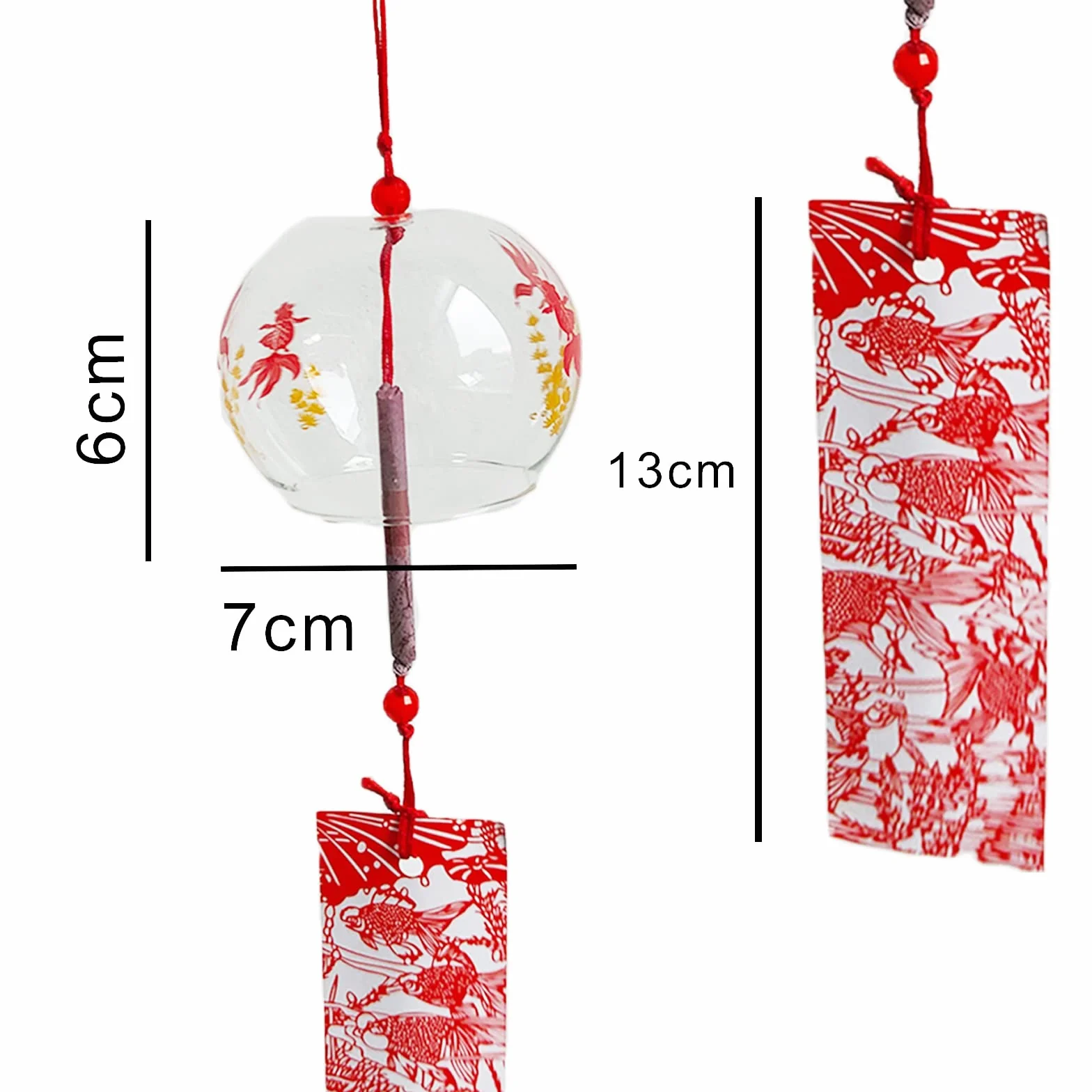 Japonesas campanas de viento de cristal rojo colgantes para decoración interior de coche