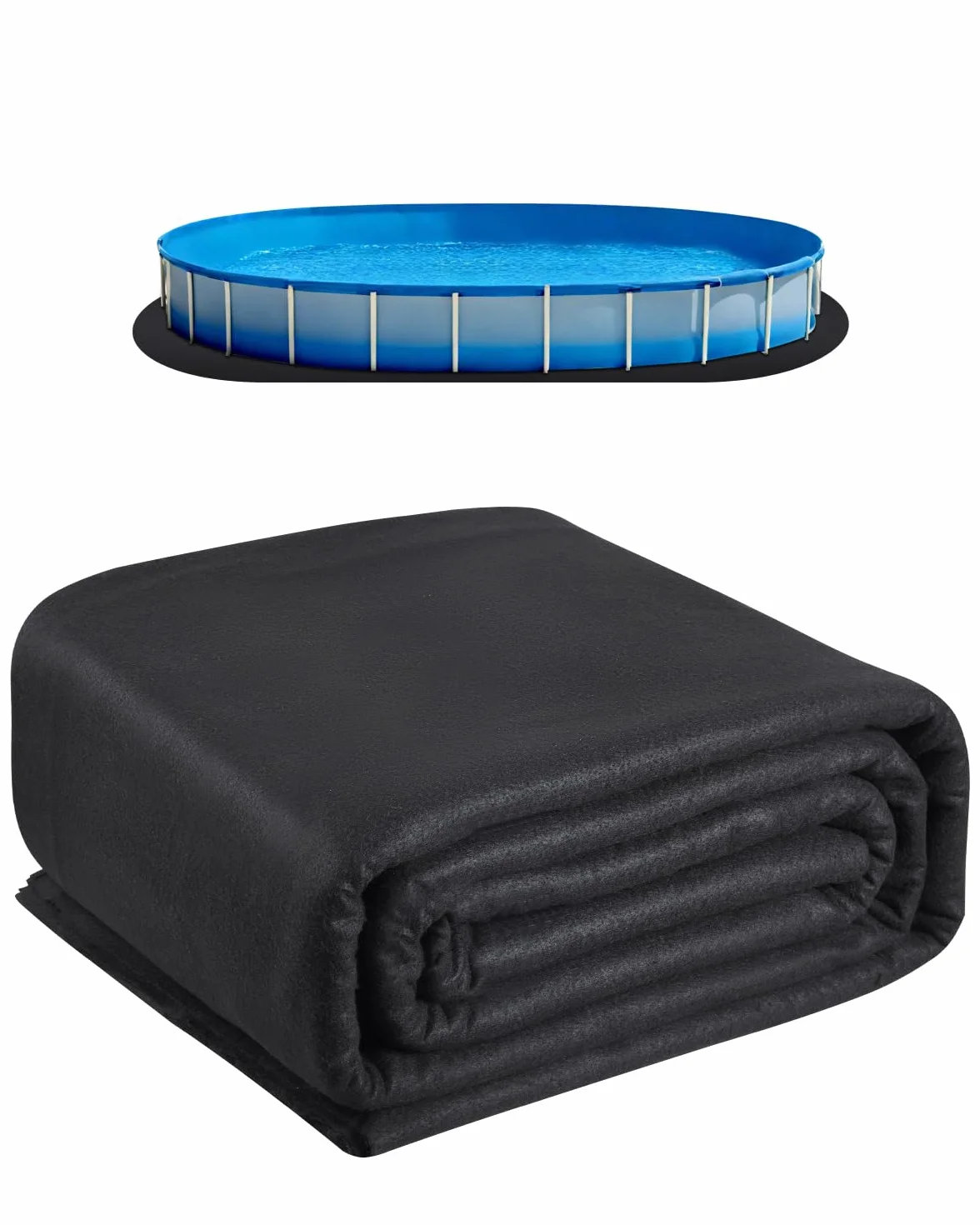 VEVOR Revestimiento para Piscinas Ovalado, 3,7 x 7,3 m, Extragrueso, Geotextil, Negro