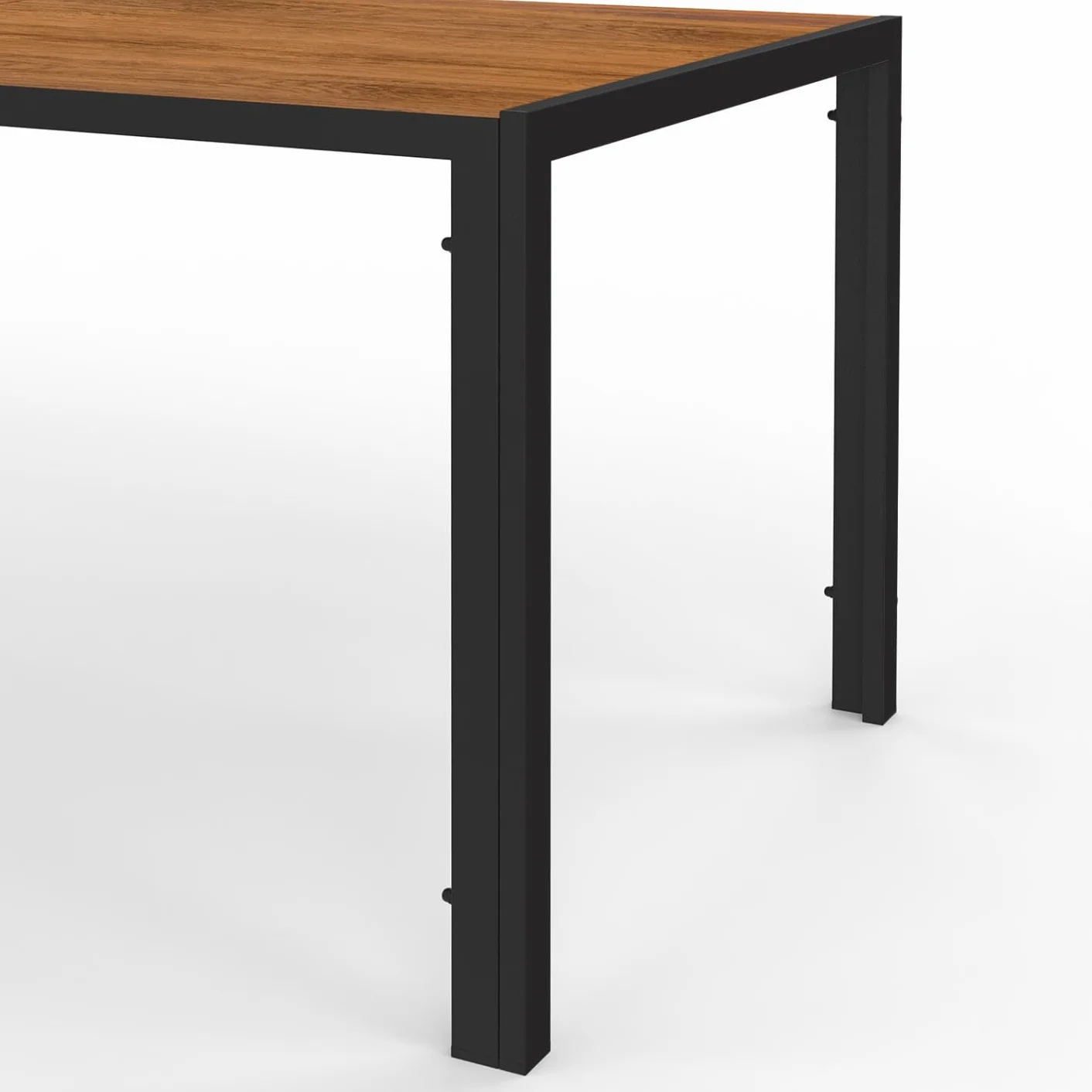 IDMarket - Salón de jardín NOUMEA Mesa de cristal templado efecto madera y 6 sillas apilables negro y madera