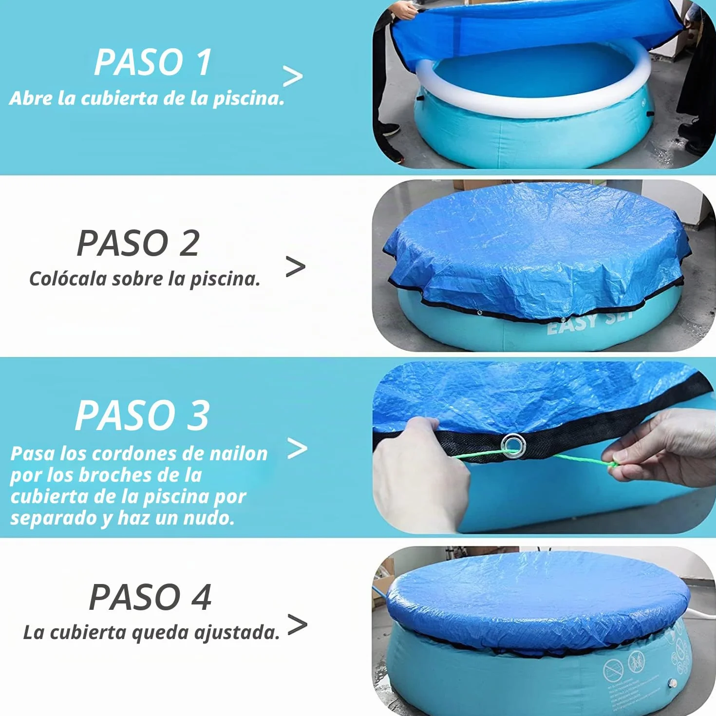 Lona de protección para piscina 183 cm azul resistente al viento lluvia polvo